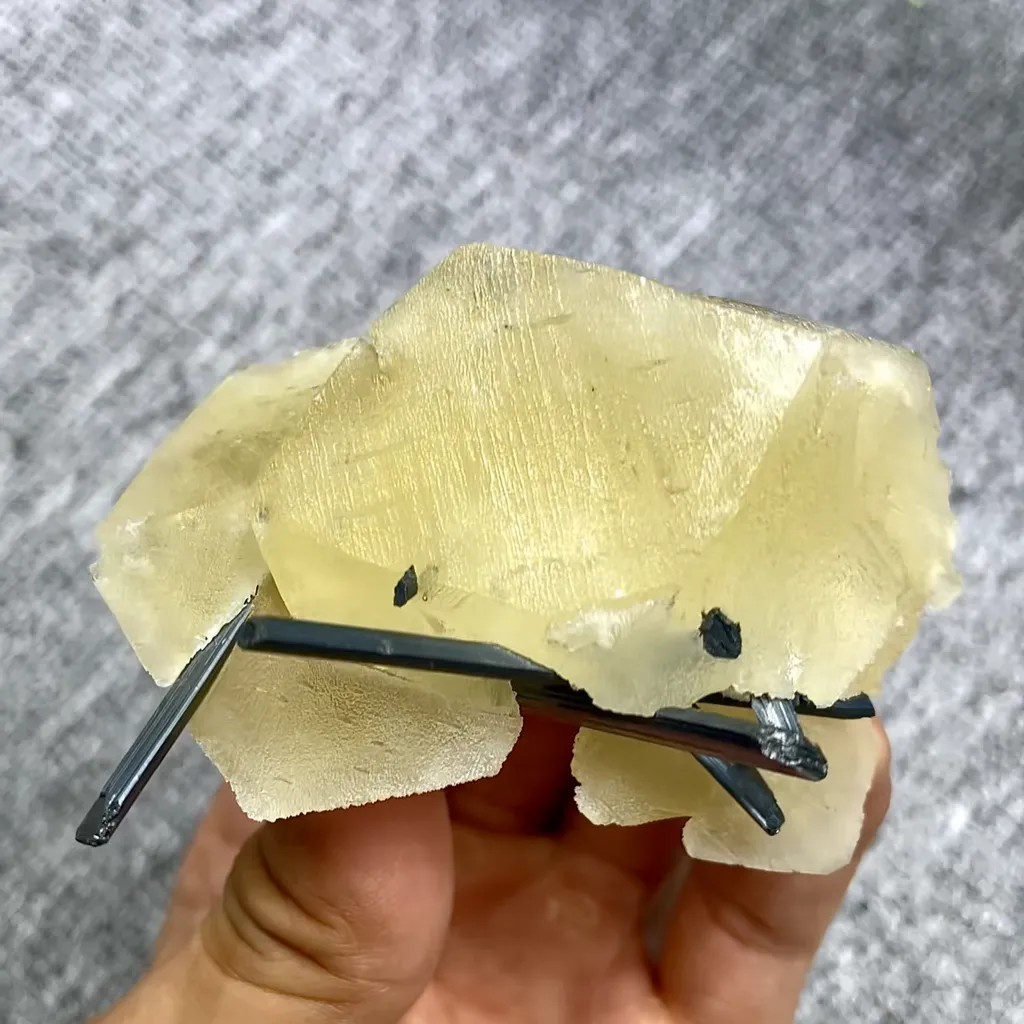 Natural Yellow Calcite and Stibnite Symbiosis comes from Fujian,China 80*50*30MM - image 5