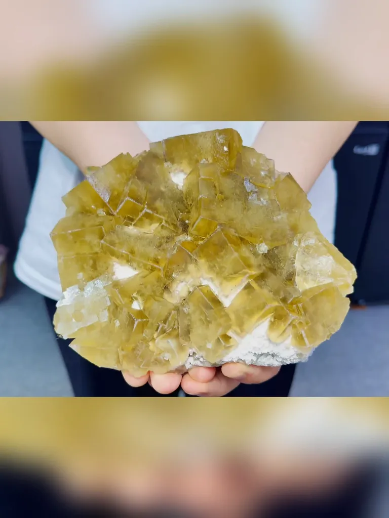 Natural Yellow Cubic Fluorite comes from Beijing,China 160*145*50MM - image 2