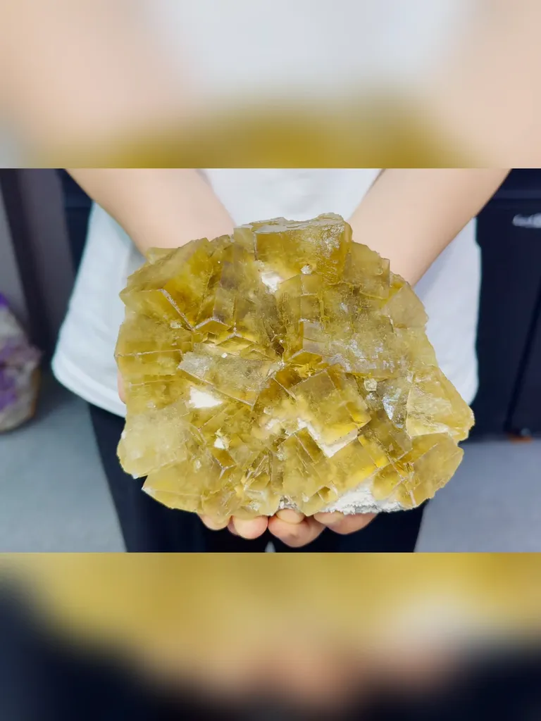 Natural Yellow Cubic Fluorite comes from Beijing,China 160*145*50MM - image 3