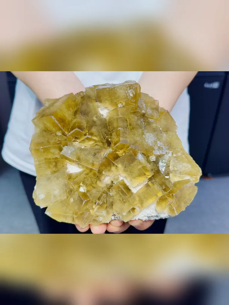 Natural Yellow Cubic Fluorite comes from Beijing,China 160*145*50MM image
