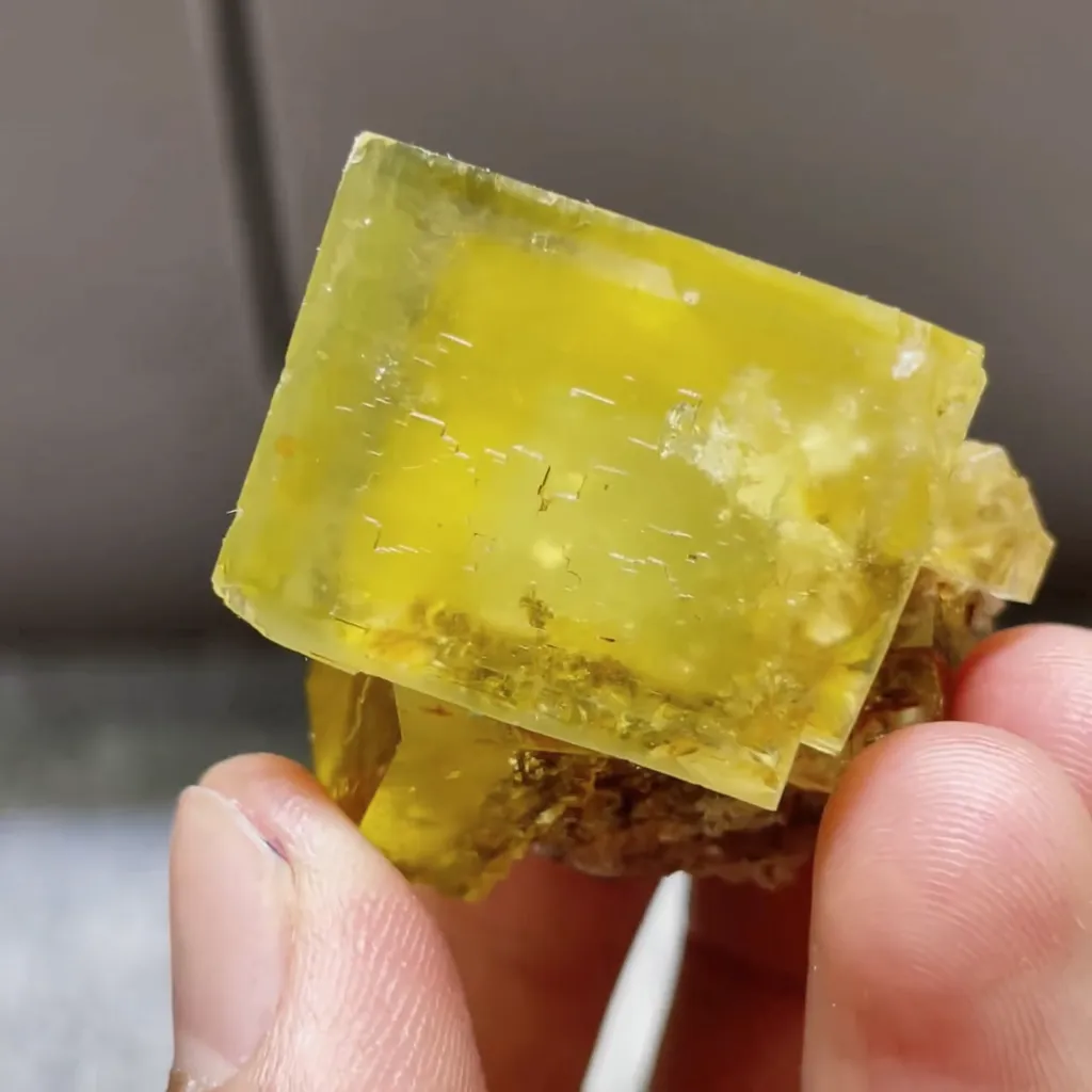 Natural Yellow Cubic Fluorite comes from Beijing,China 35*30*30MM - image 2