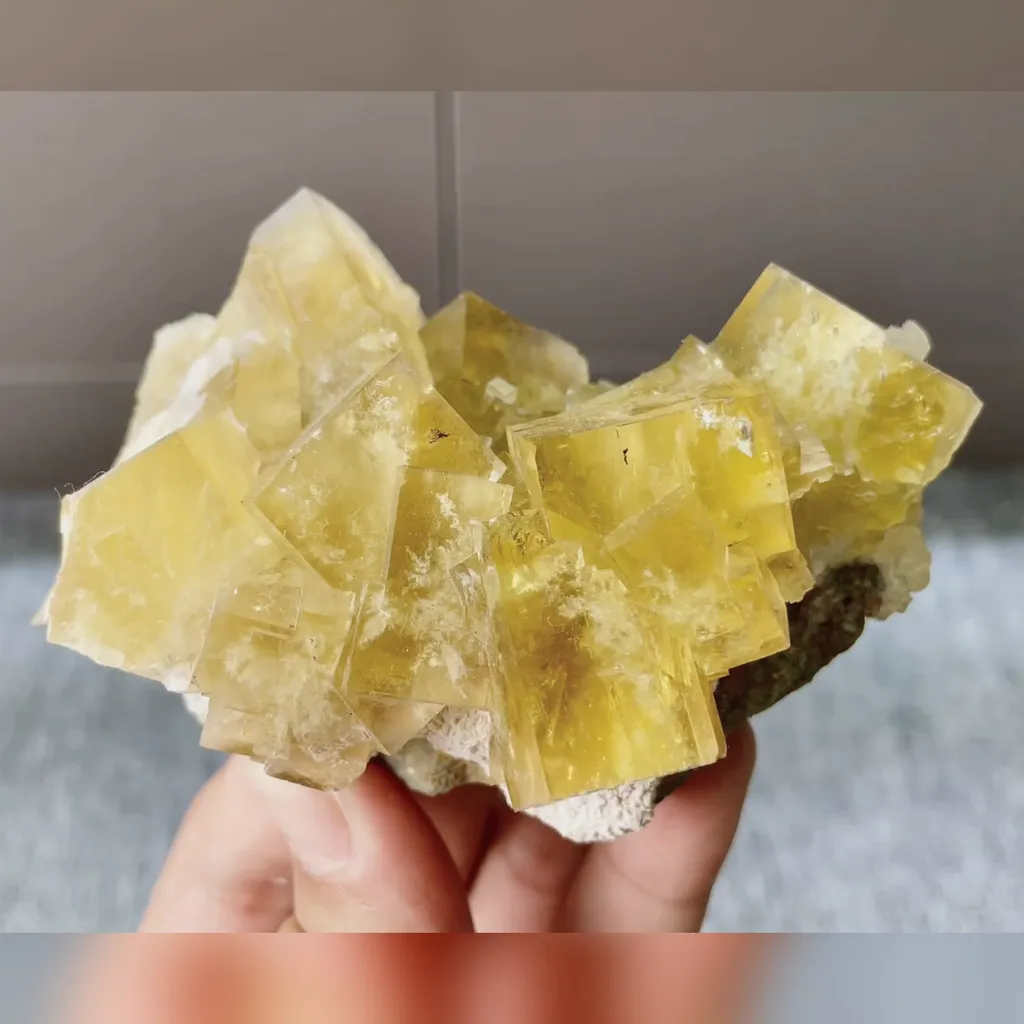 Natural Yellow Cubic Fluorite comes from Beijing,China 90*55*40MM image