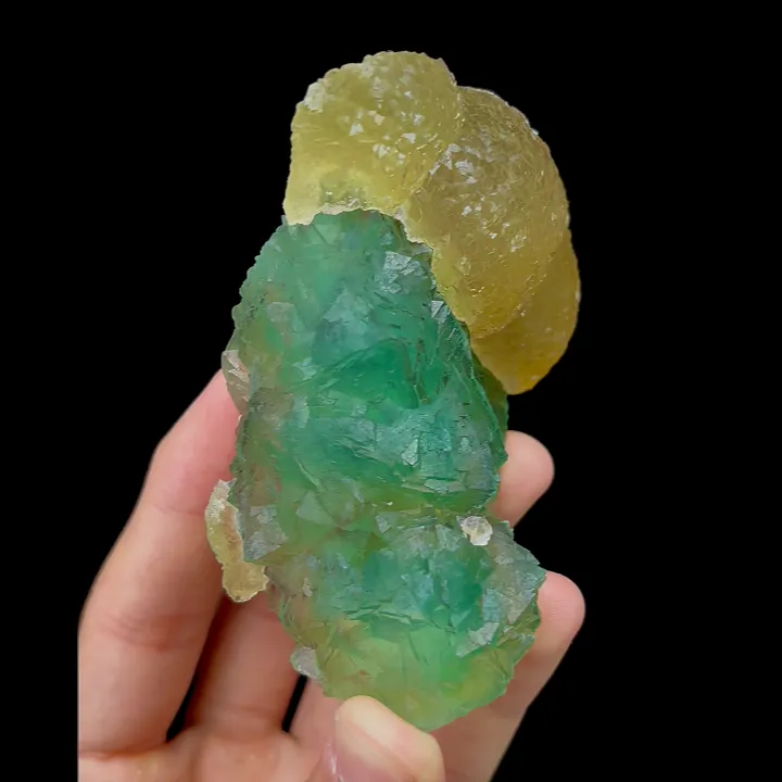 Natural Yellow Fluorite and Green Fluorite,Globular Octahedron Mineral Specimen:ZHEJIANG (48*105*75mm) - image 2