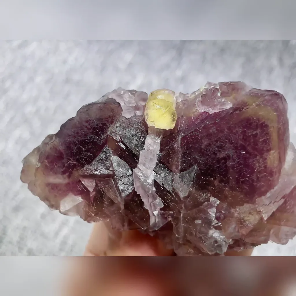 Natural Yellow Fluorite and Purple Fluorite Symbiosis comes from Zhejiang,China 80*50*30MM - image 4