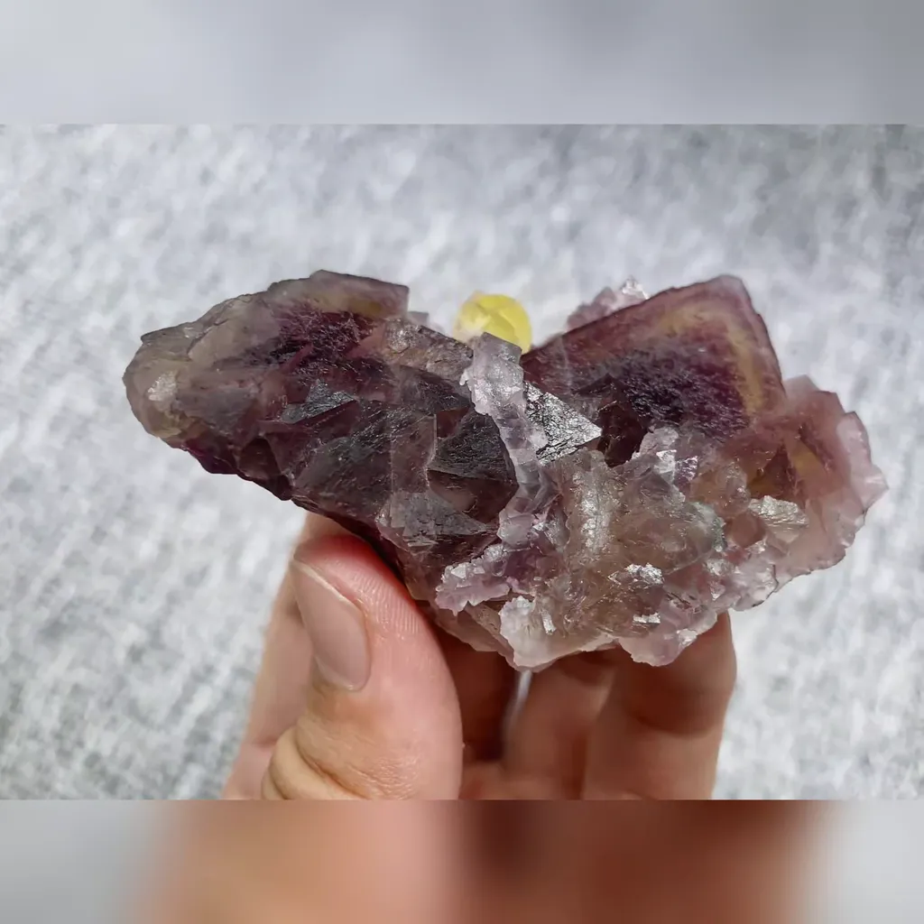 Natural Yellow Fluorite and Purple Fluorite Symbiosis comes from Zhejiang,China 80*50*30MM - image 3