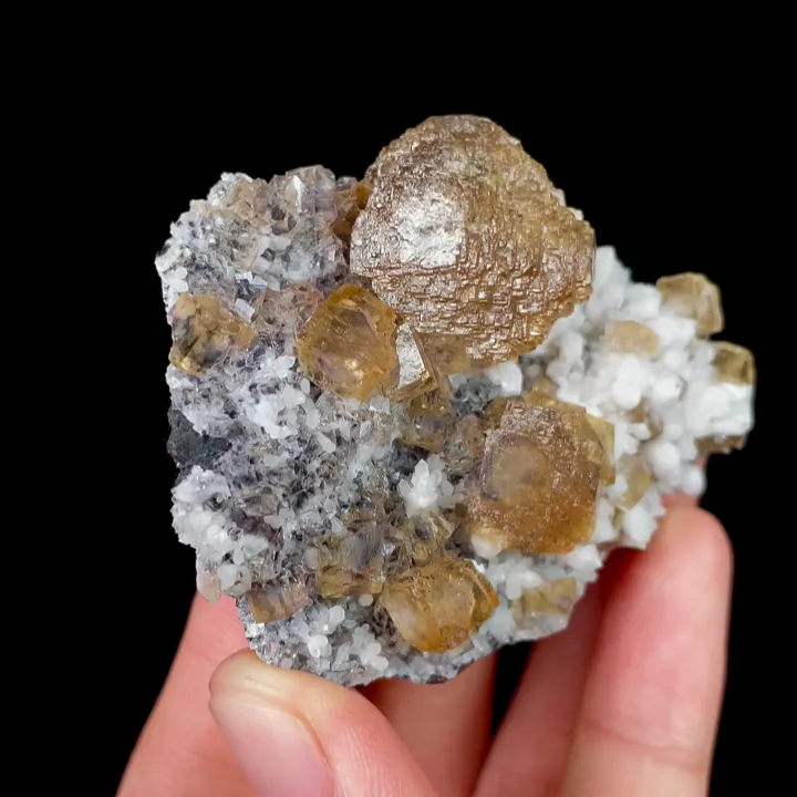 Natural Yellow Fluorite and Quartz, Mineral Specimen: Inner Mongolia,China (60*50*25MM) image