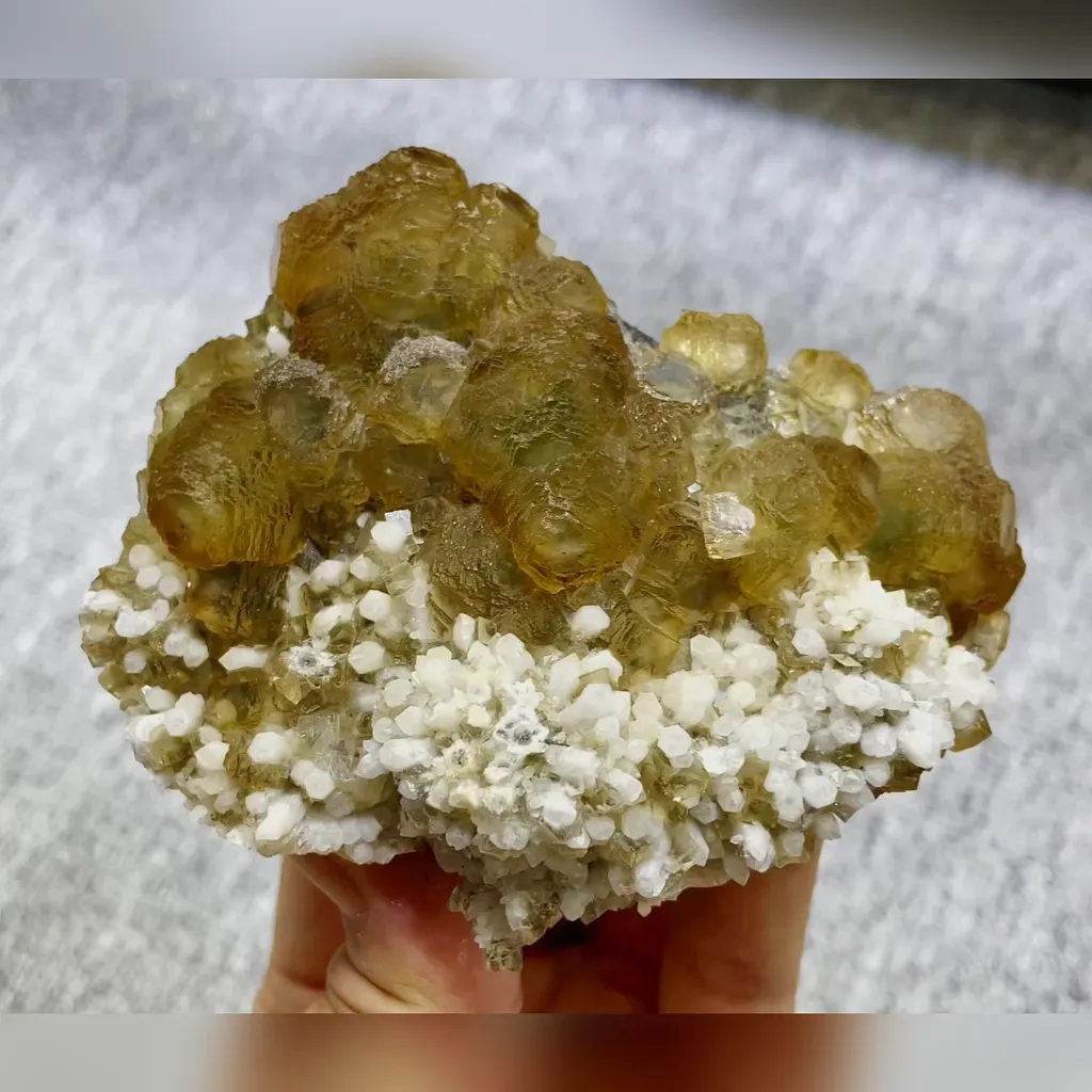 Natural Yellow Fluorite and Quartz Symbiosis comes from Beijing,China 100*75*30MM image