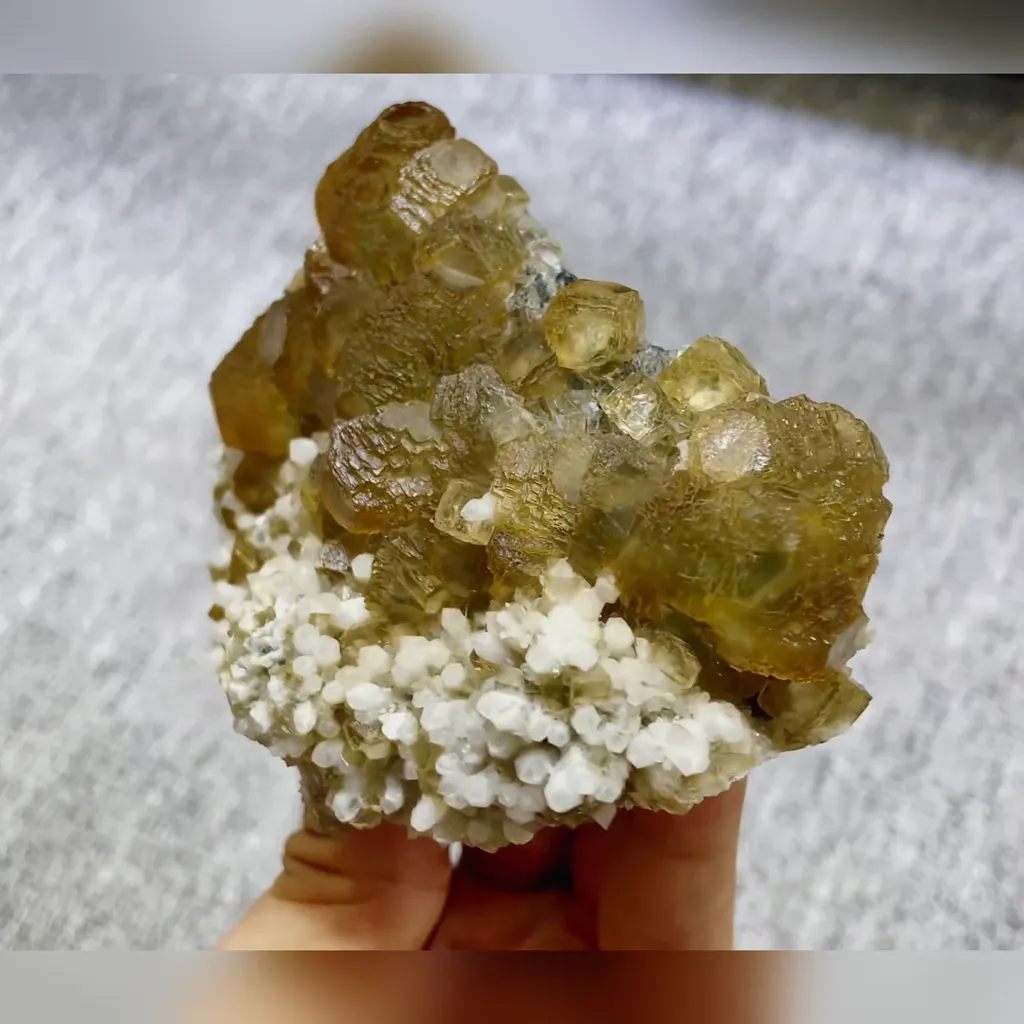 Natural Yellow Fluorite and Quartz Symbiosis comes from Beijing,China 100*75*30MM - image 3