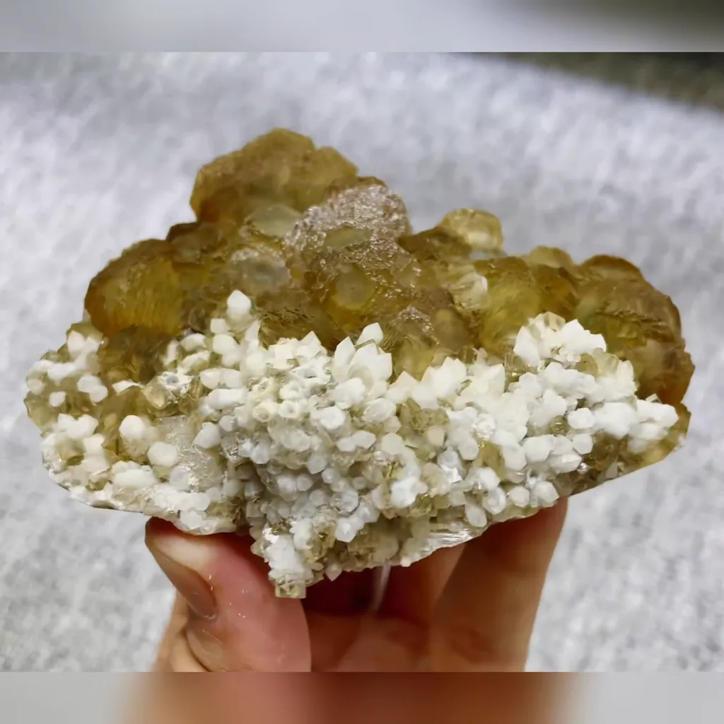 Natural Yellow Fluorite and Quartz Symbiosis comes from Beijing,China 100*75*30MM - image 4
