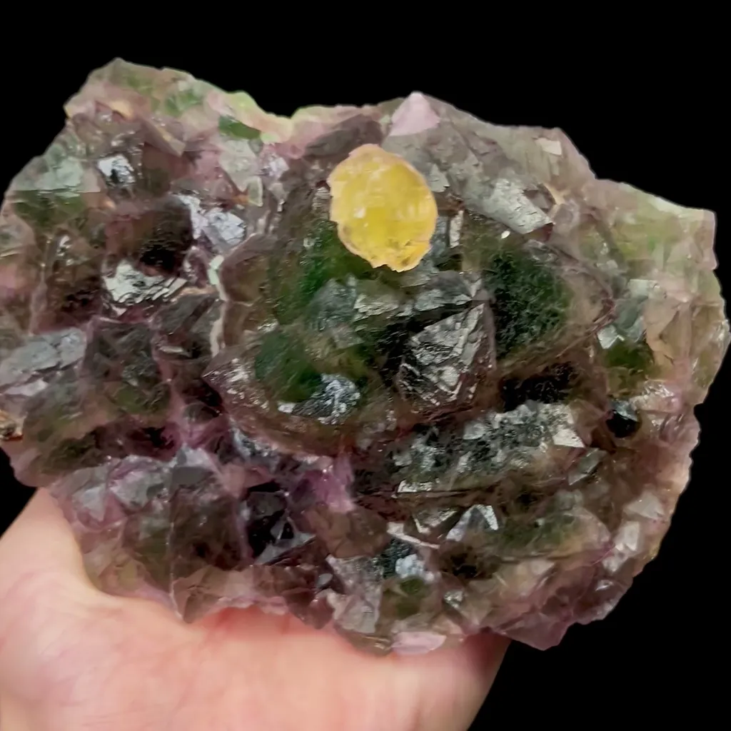 Natural Yellow Spherical Fluorite and Green Purple Octahedral Fluorite Mineral Specimen,High Quality Specimen,ZHEJIANG,CHINA(130*100*53mm) - image 3