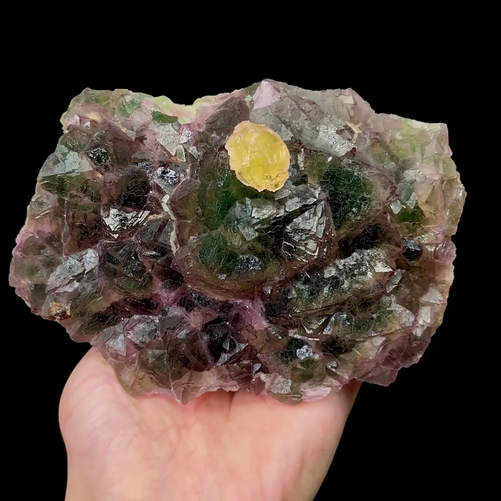 Natural Yellow Spherical Fluorite and Green Purple Octahedral Fluorite Mineral Specimen,High Quality Specimen,ZHEJIANG,CHINA(130*100*53mm) - image 4