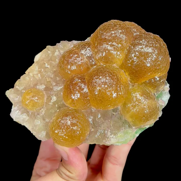 Natural Yellow Spherical Fluorite, Mineral Specimen:Beijing,China (120*85*60MM) image