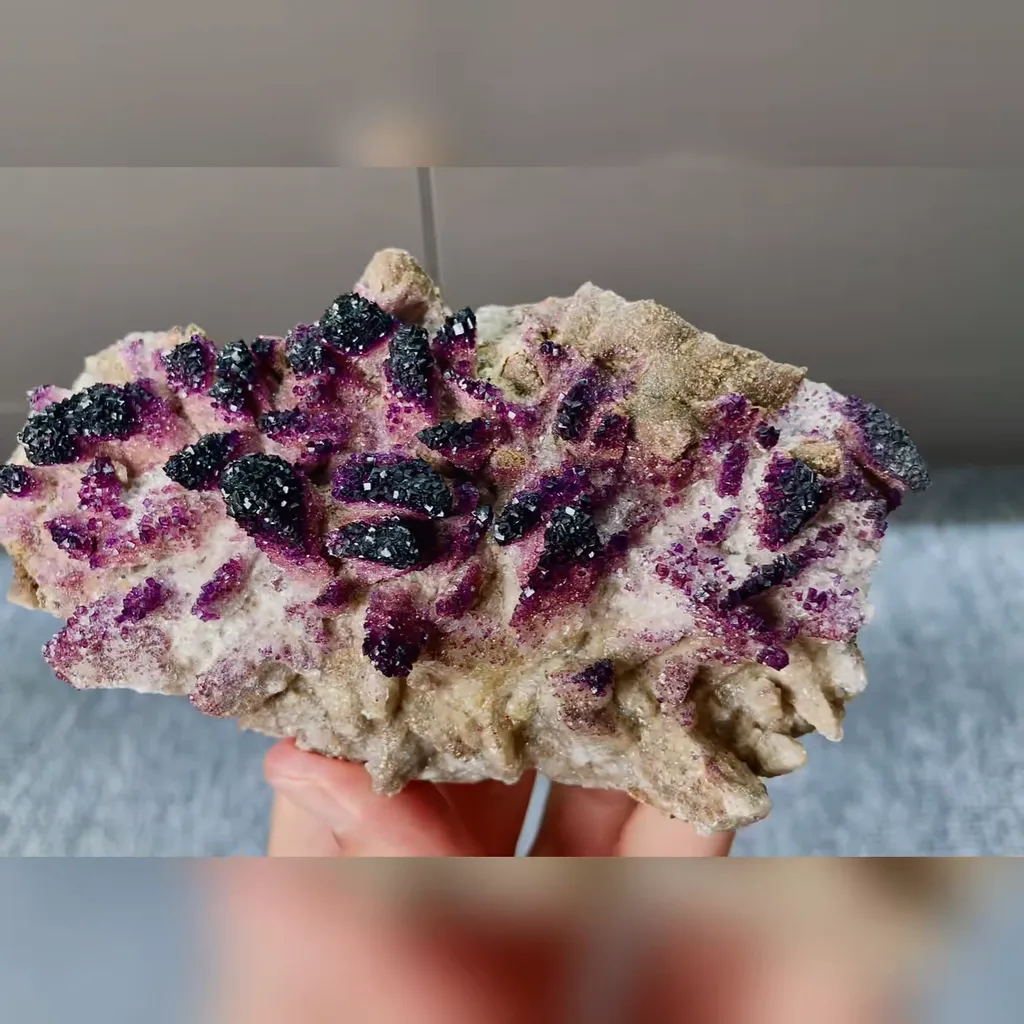 Natural Yttrium Fluorite and Calcite Symbiosis comes from Guizhou,China 130*70*40MM - image 4