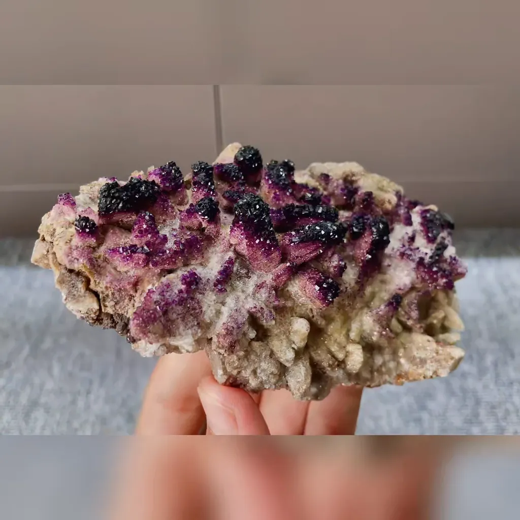 Natural Yttrium Fluorite and Calcite Symbiosis comes from Guizhou,China 130*70*40MM - image 3