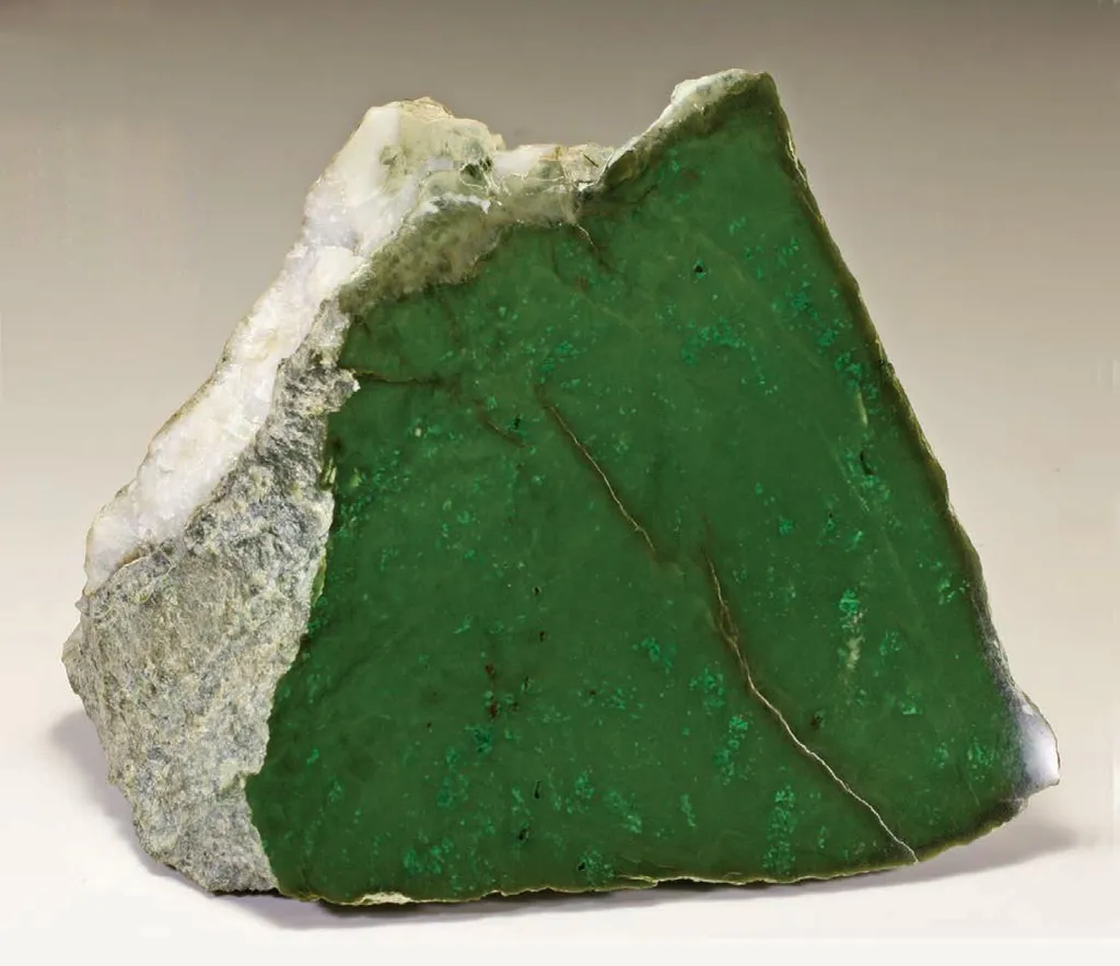 Nephrite Jade, Uvarovite Garnet, Quartz image