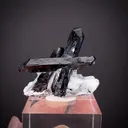 Neptunite on Natrolite with Benitoite - image 1