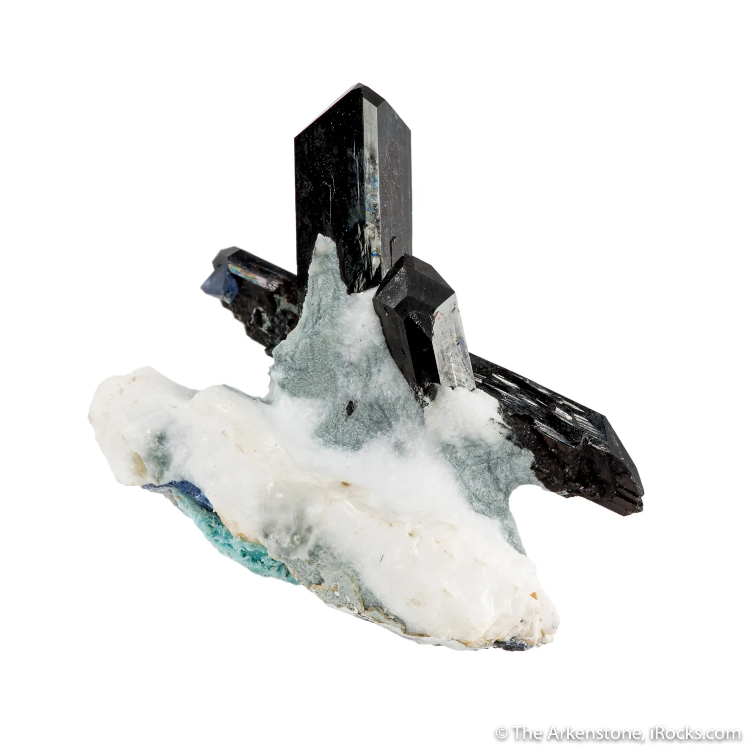 Neptunite on Natrolite with Benitoite - image 5
