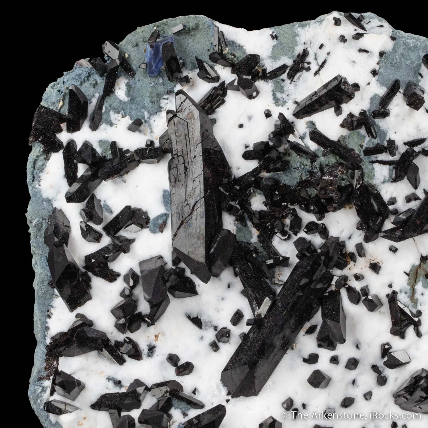 Neptunite with Benitoite on Natrolite - image 4