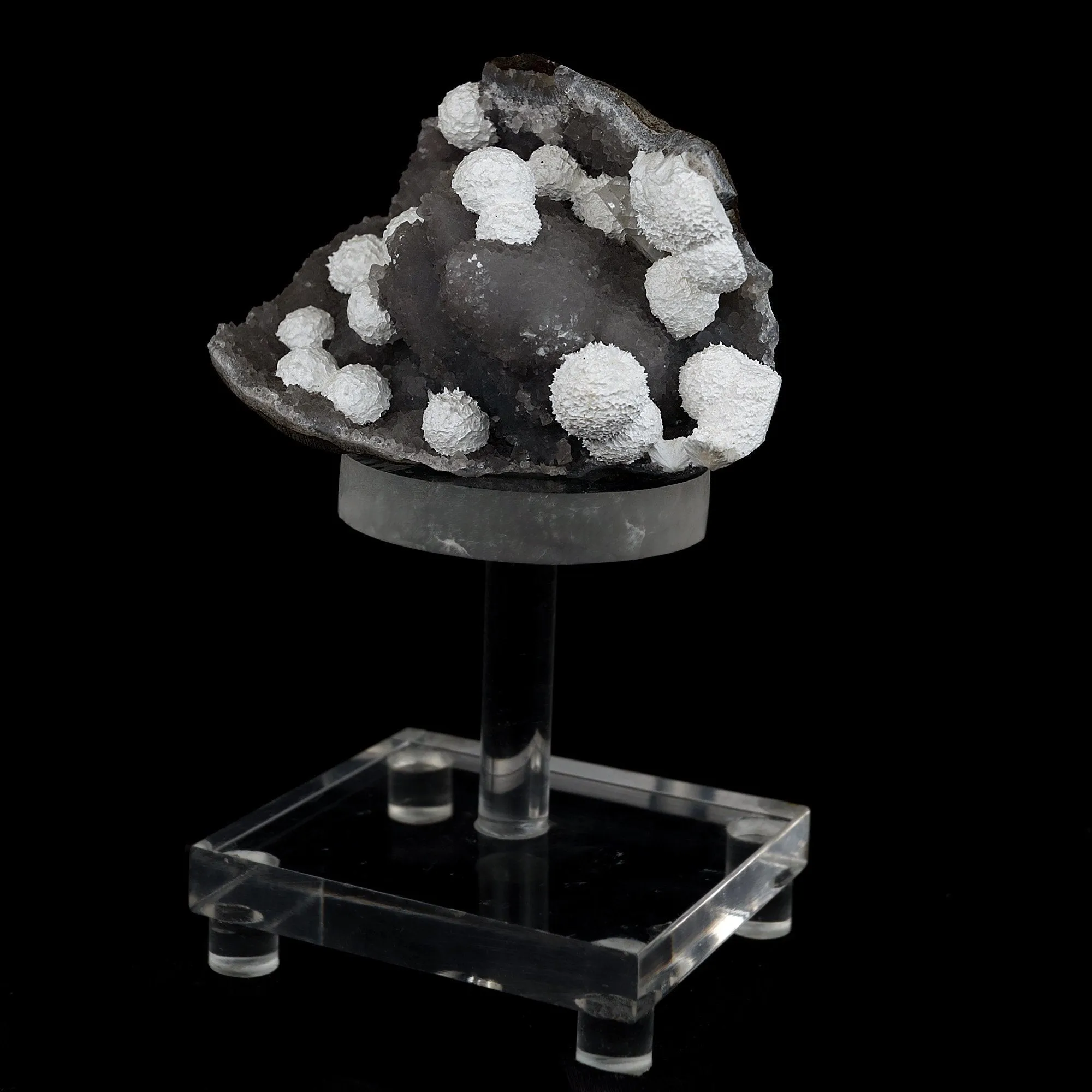 Okenite Balls on MM Quartz Natural Mineral Specimen - image 2