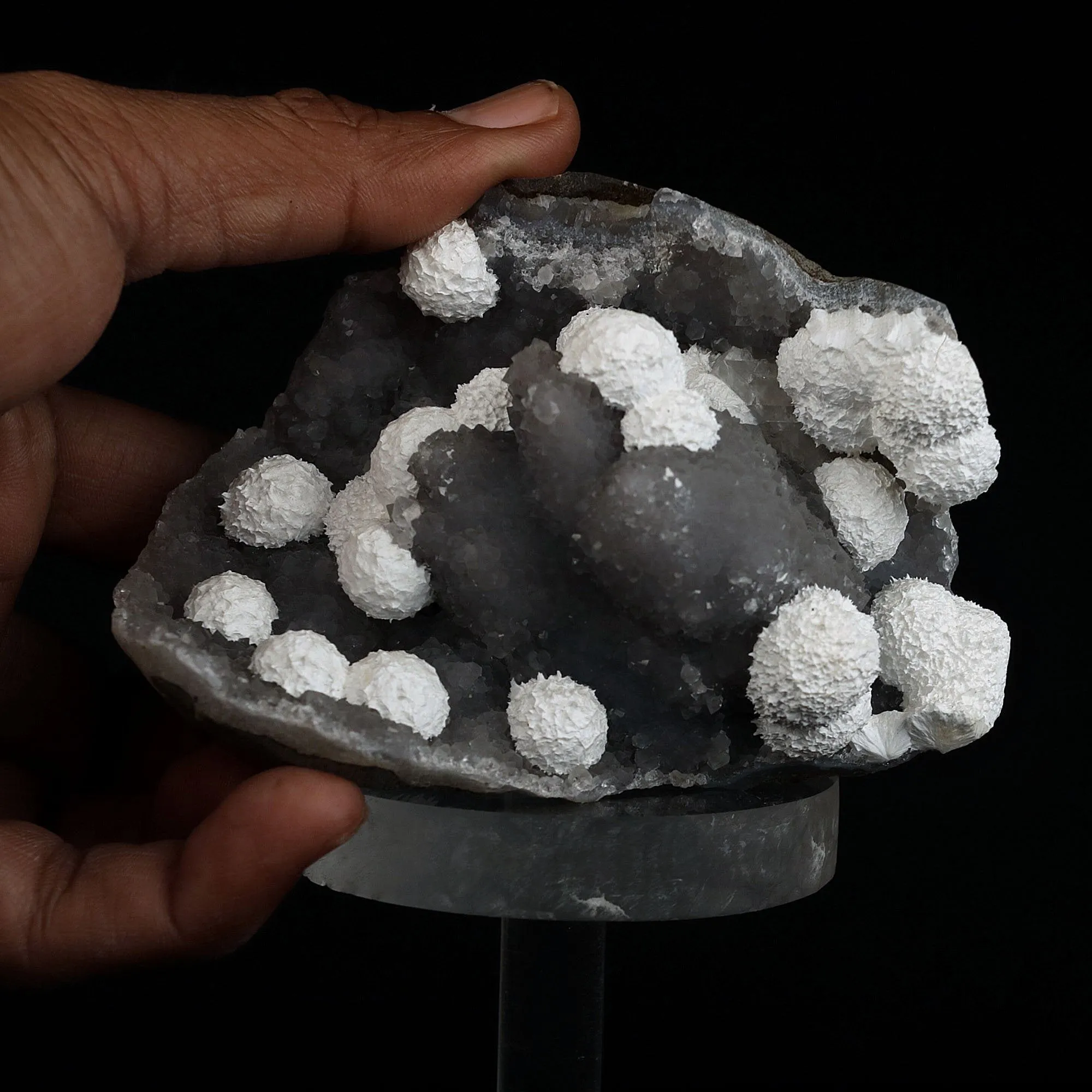 Okenite Balls on MM Quartz Natural Mineral Specimen - image 4