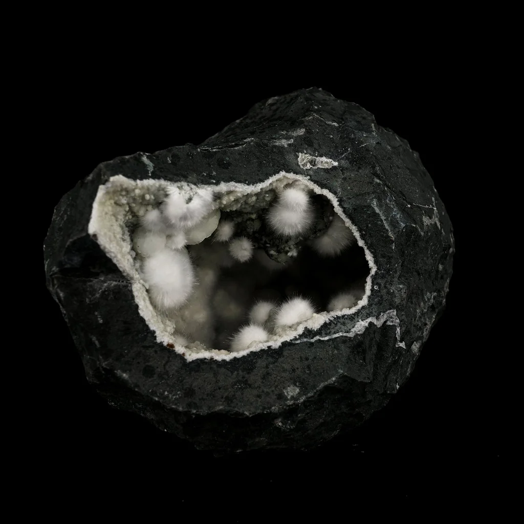 Okenite Big Puffballs Inside Chalcedony Geode Natural Mineral Specimen - image 4