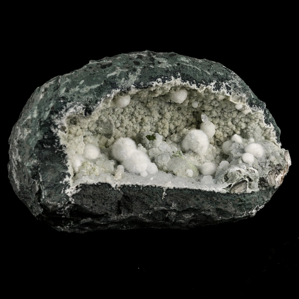 Okenite Big Puffballs Inside Chalcedony Geode Natural Mineral Specimen - image 4
