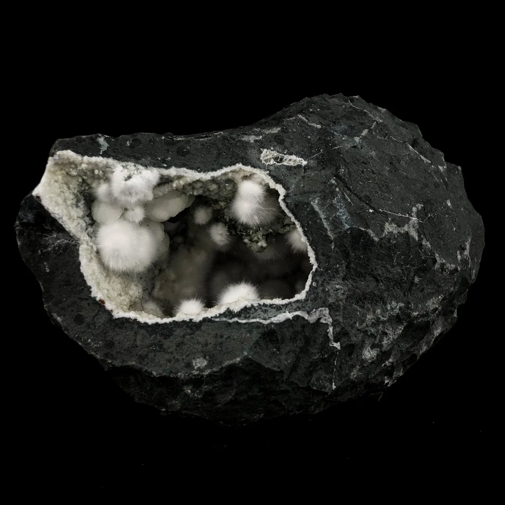 Okenite Big Puffballs Inside Chalcedony Geode Natural Mineral Specimen - image 3
