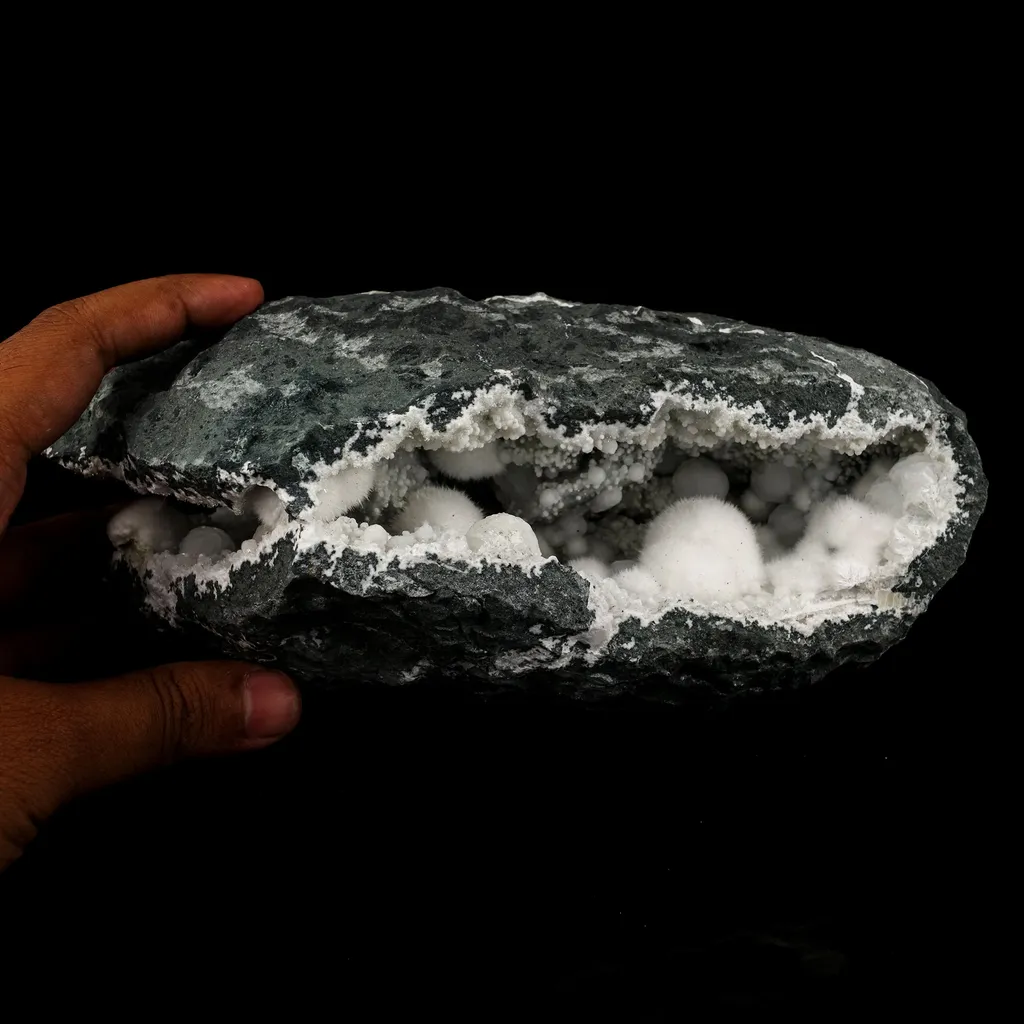 Okenite Big Puffballs Inside Chalcedony Geode Natural Mineral Specimen - image 4