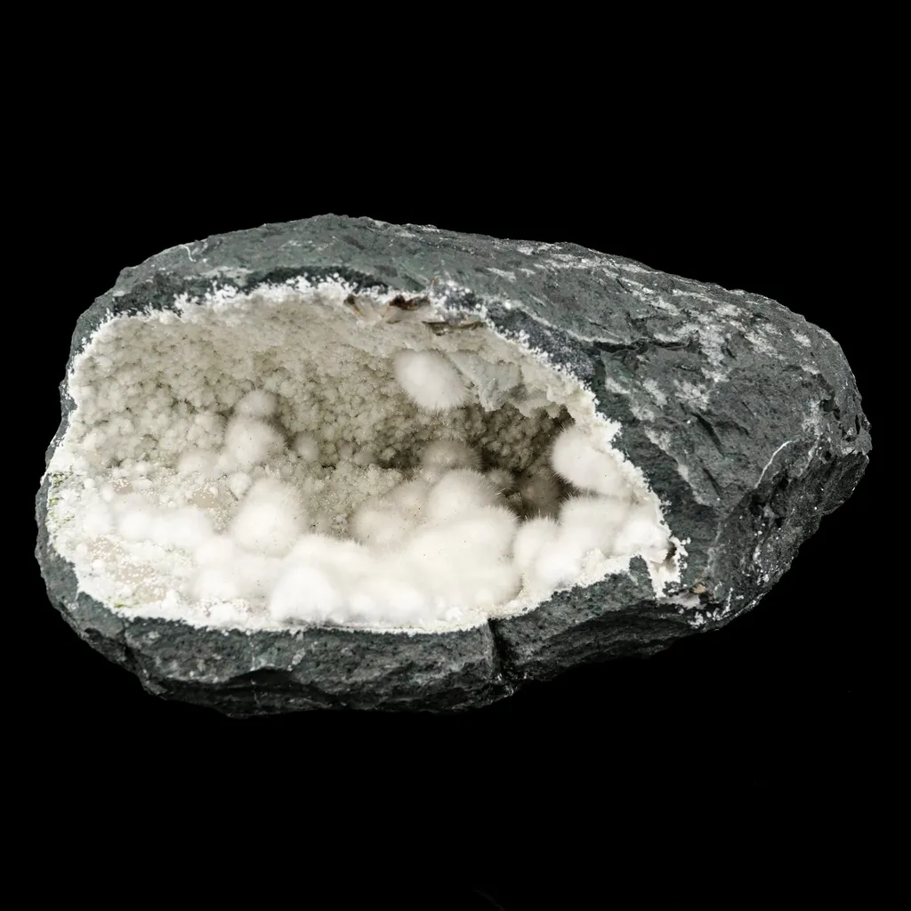 Okenite Big Puffballs Inside Chalcedony Geode Natural Mineral Specimen image