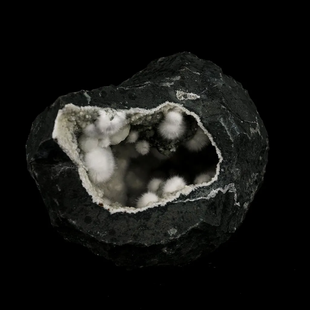 Okenite Big Puffballs Inside Chalcedony Geode Natural Mineral Specimen - image 4
