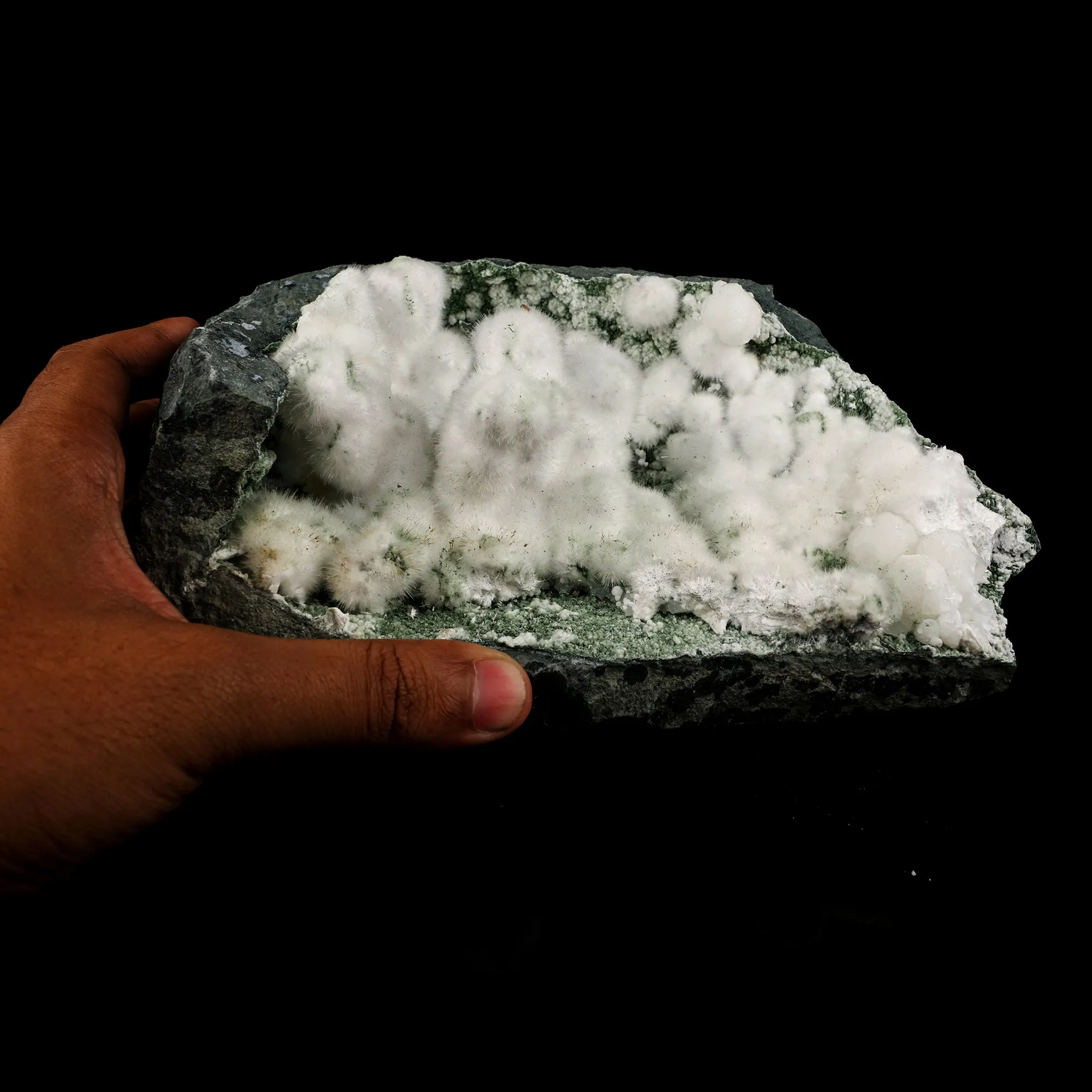 Okenite Big Puffballs Inside Chalcedony Geode Natural Mineral Specimen - image 4