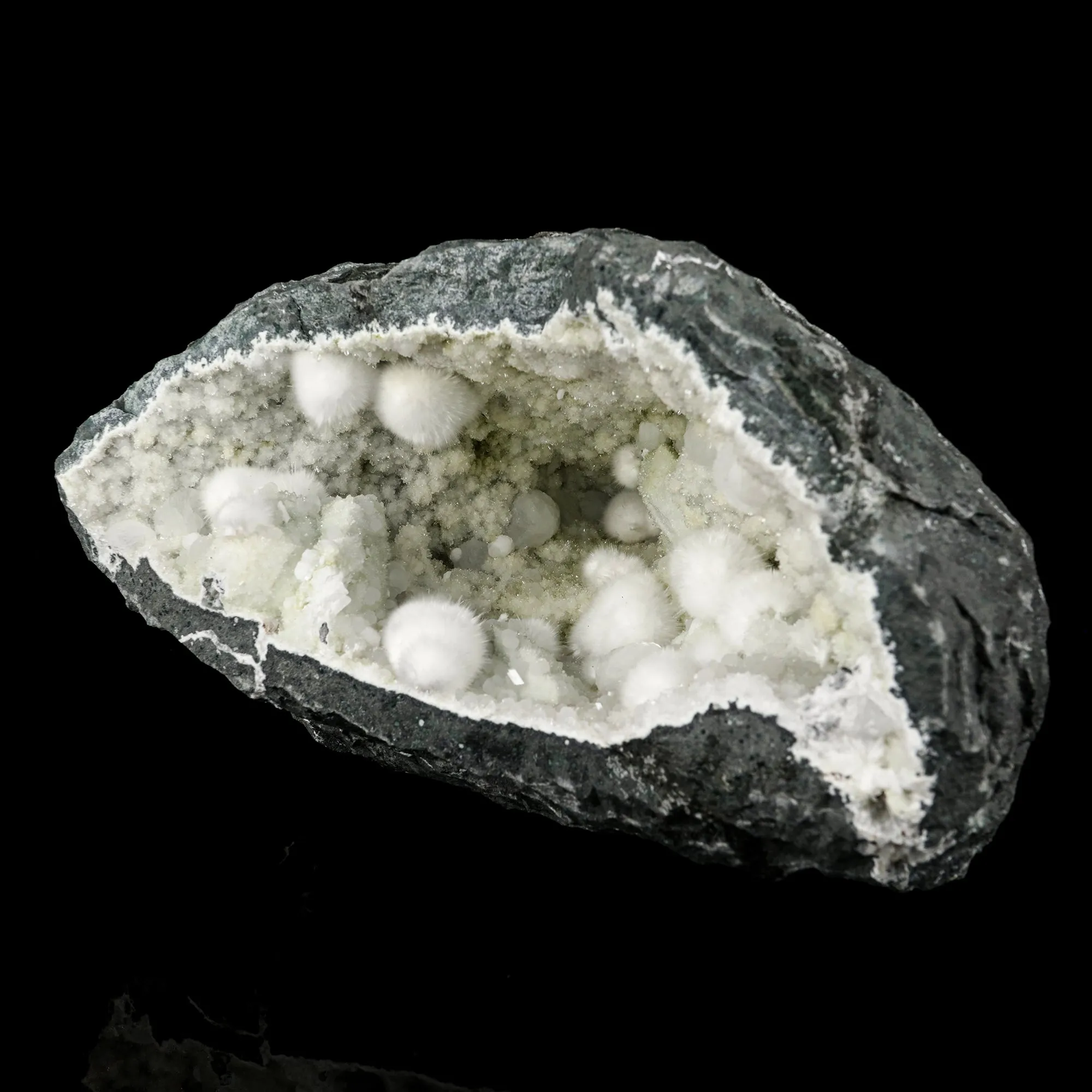 Okenite Big Puffballs Inside Chalcedony Geode Natural Mineral Specimen - image 2