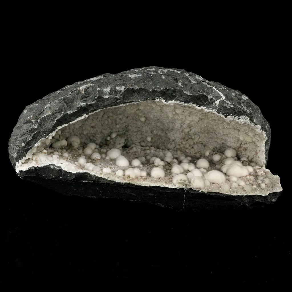 Okenite Big Puffballs Inside Chalcedony Geode Natural Mineral Specimen image
