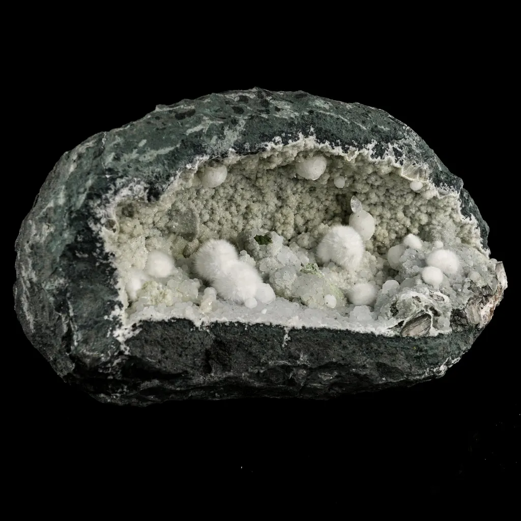 Okenite Big Puffballs Inside Chalcedony Geode Natural Mineral Specimen - image 4
