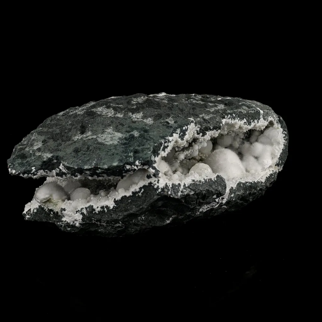 Okenite Big Puffballs Inside Chalcedony Geode Natural Mineral Specimen image