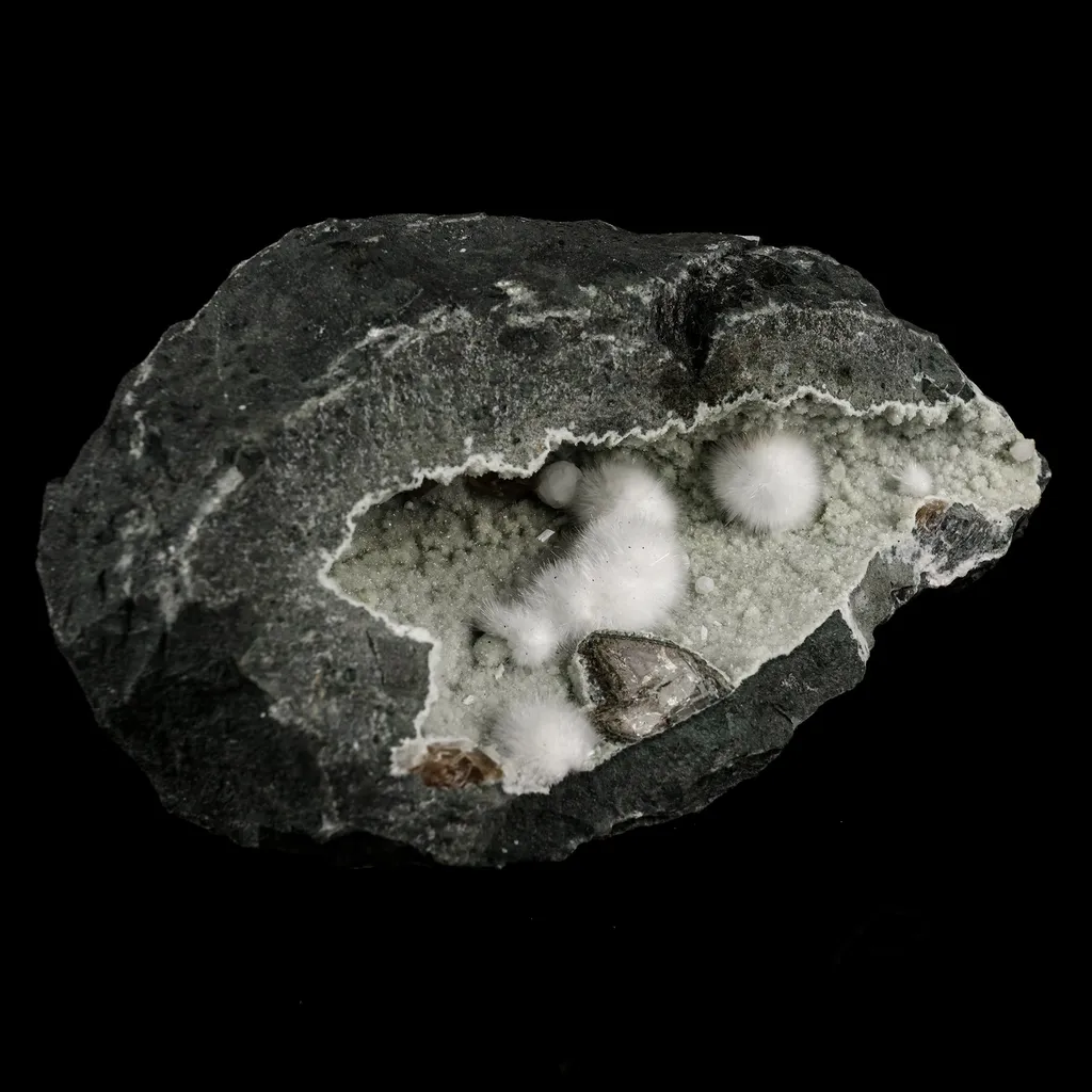 Okenite Big Puffballs Inside Chalcedony Geode Natural Mineral Specimen - image 3