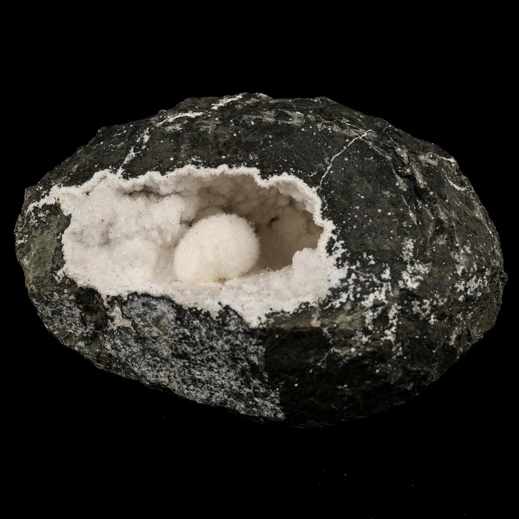 Okenite Big Puffballs Inside Chalcedony Geode Natural Mineral Specimen - image 2