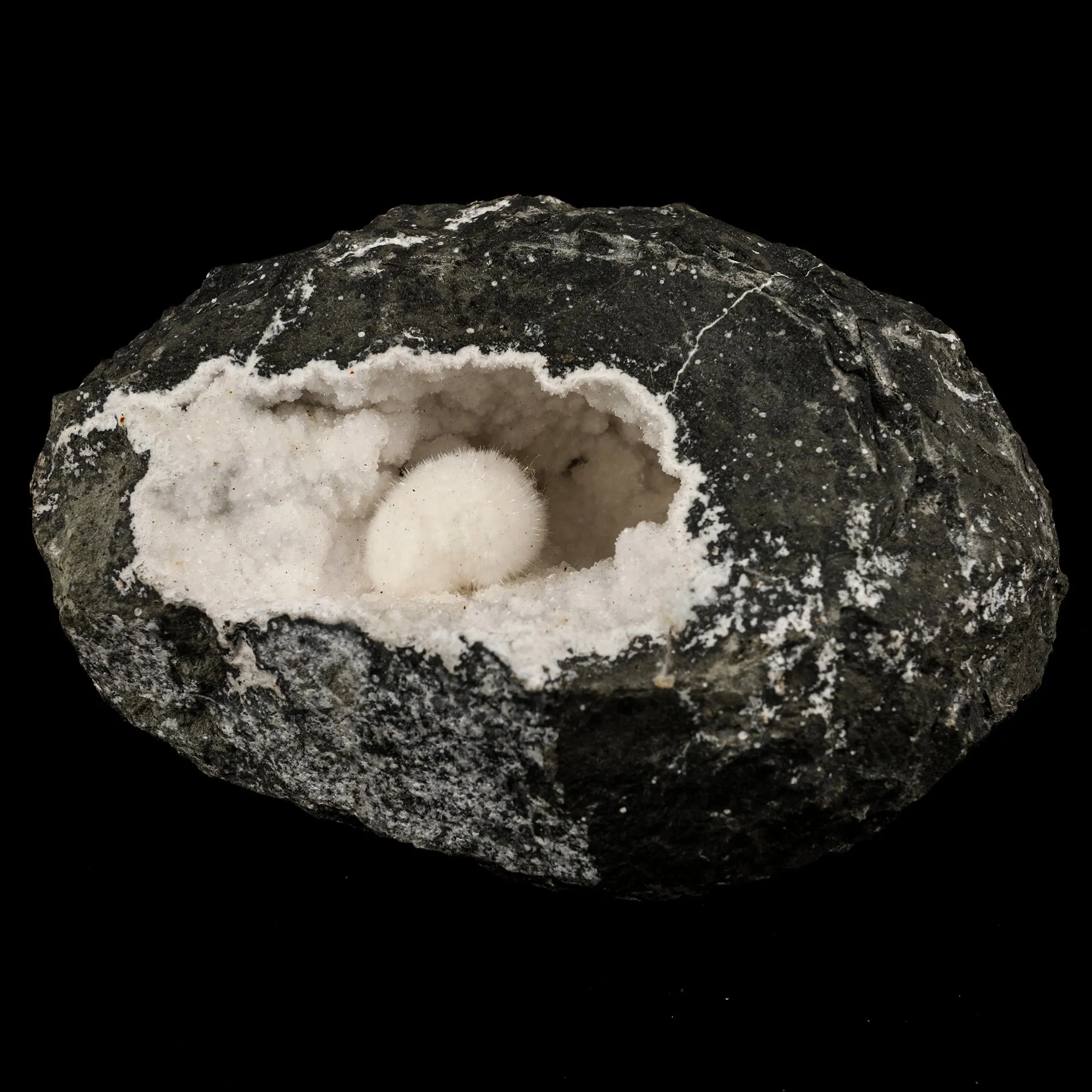Okenite Big Puffballs Inside Chalcedony Geode Natural Mineral Specimen - image 2