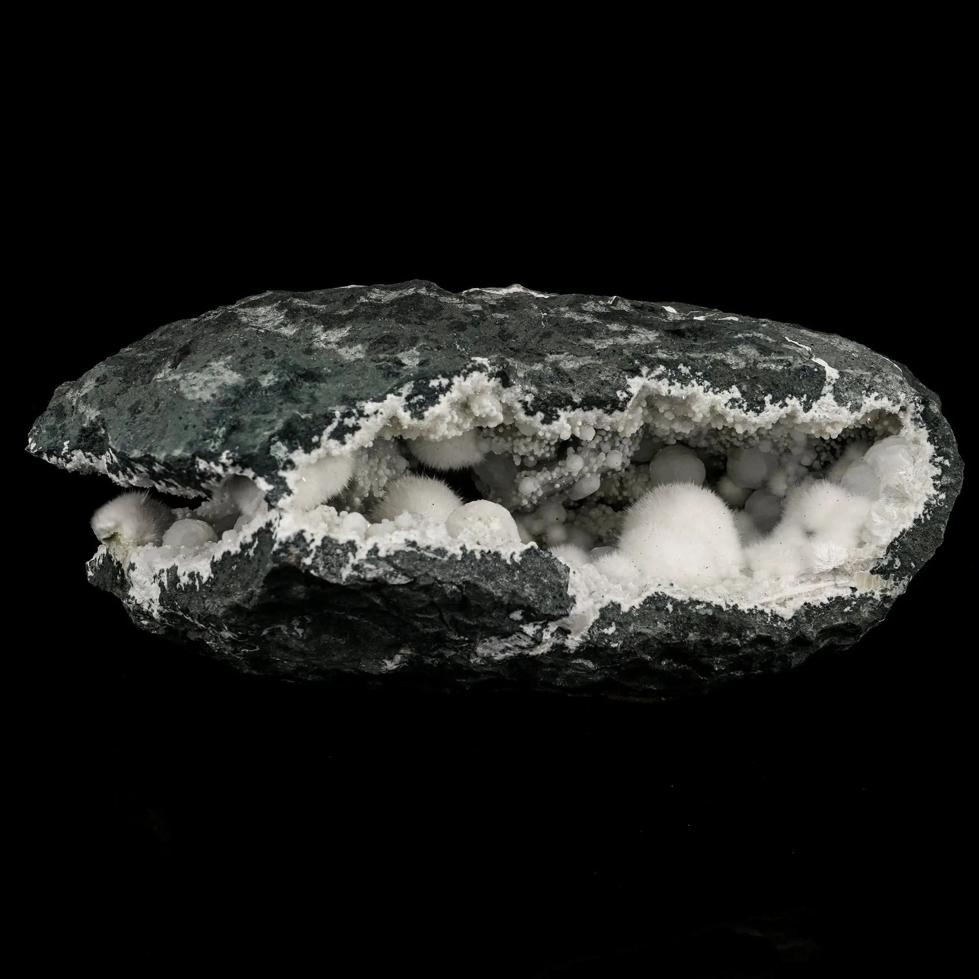 Okenite Big Puffballs Inside Chalcedony Geode Natural Mineral Specimen - image 1
