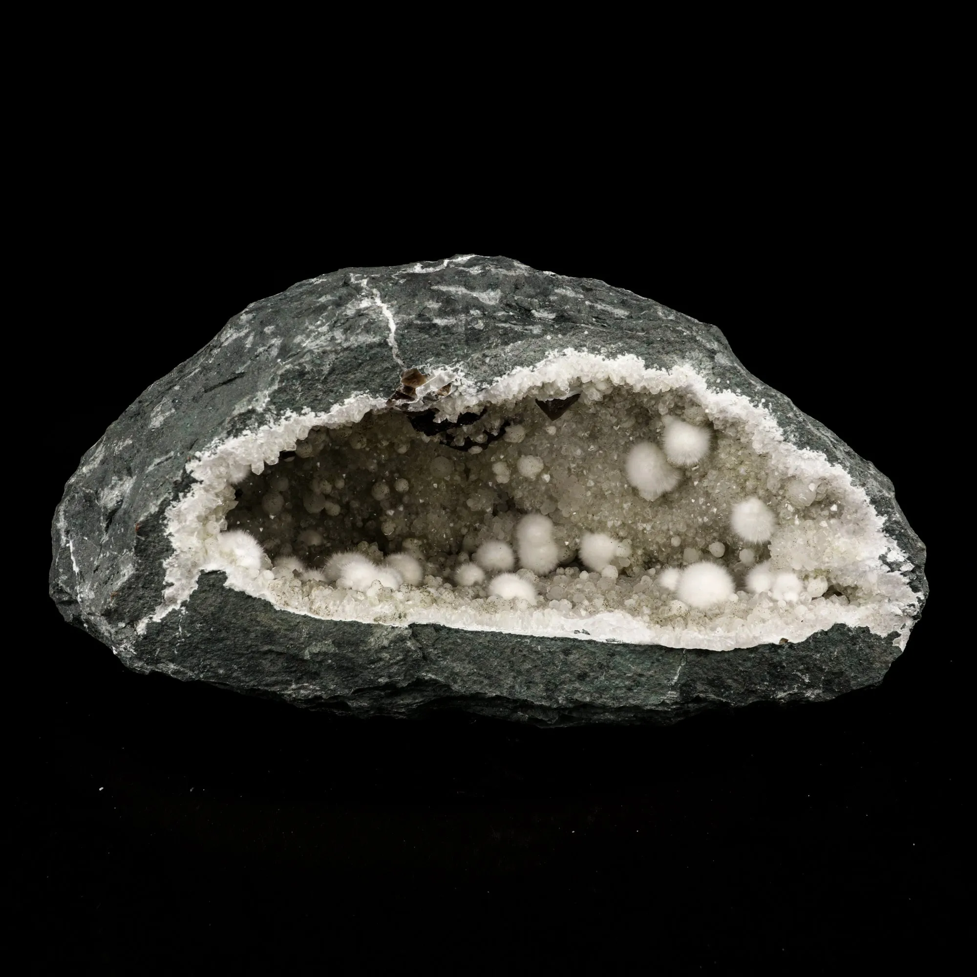 Okenite Big Puffballs Inside Chalcedony Geode Natural Mineral Specimen - image 3