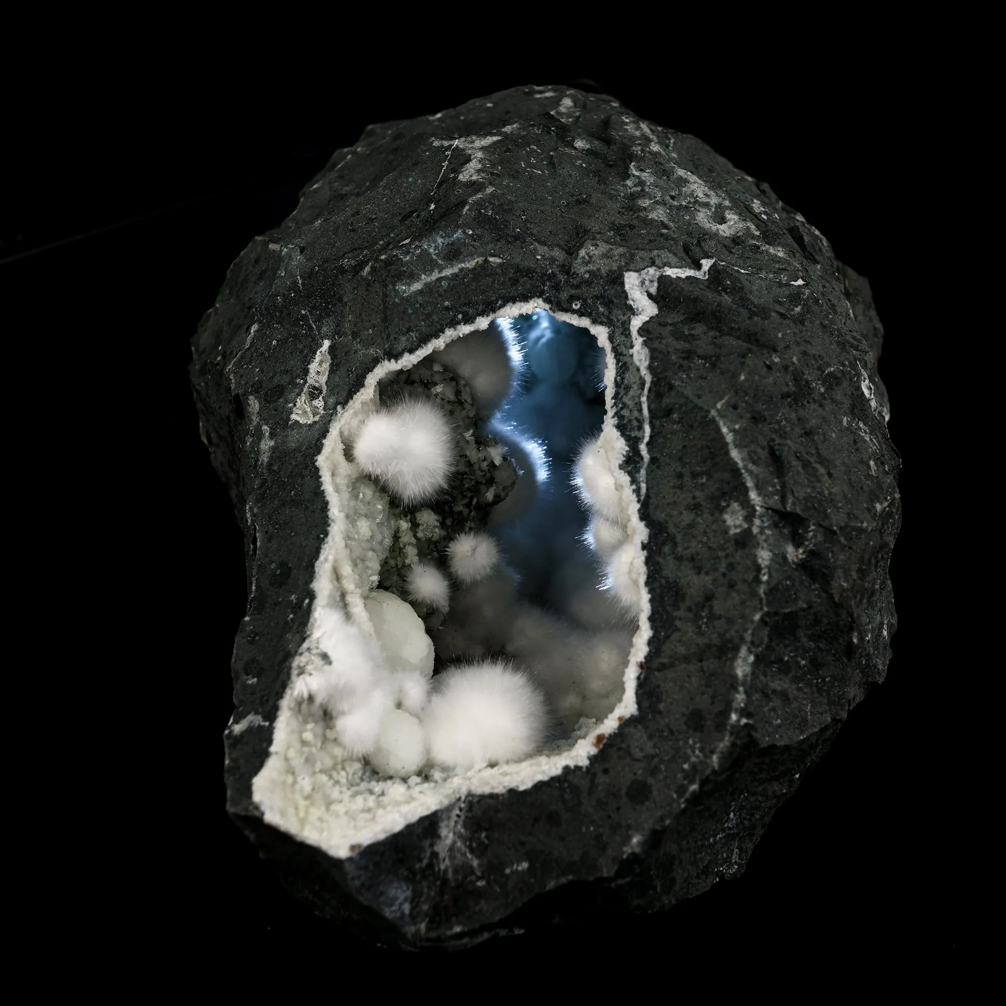 Okenite Big Puffballs Inside Chalcedony Geode Natural Mineral Specimen - image 1