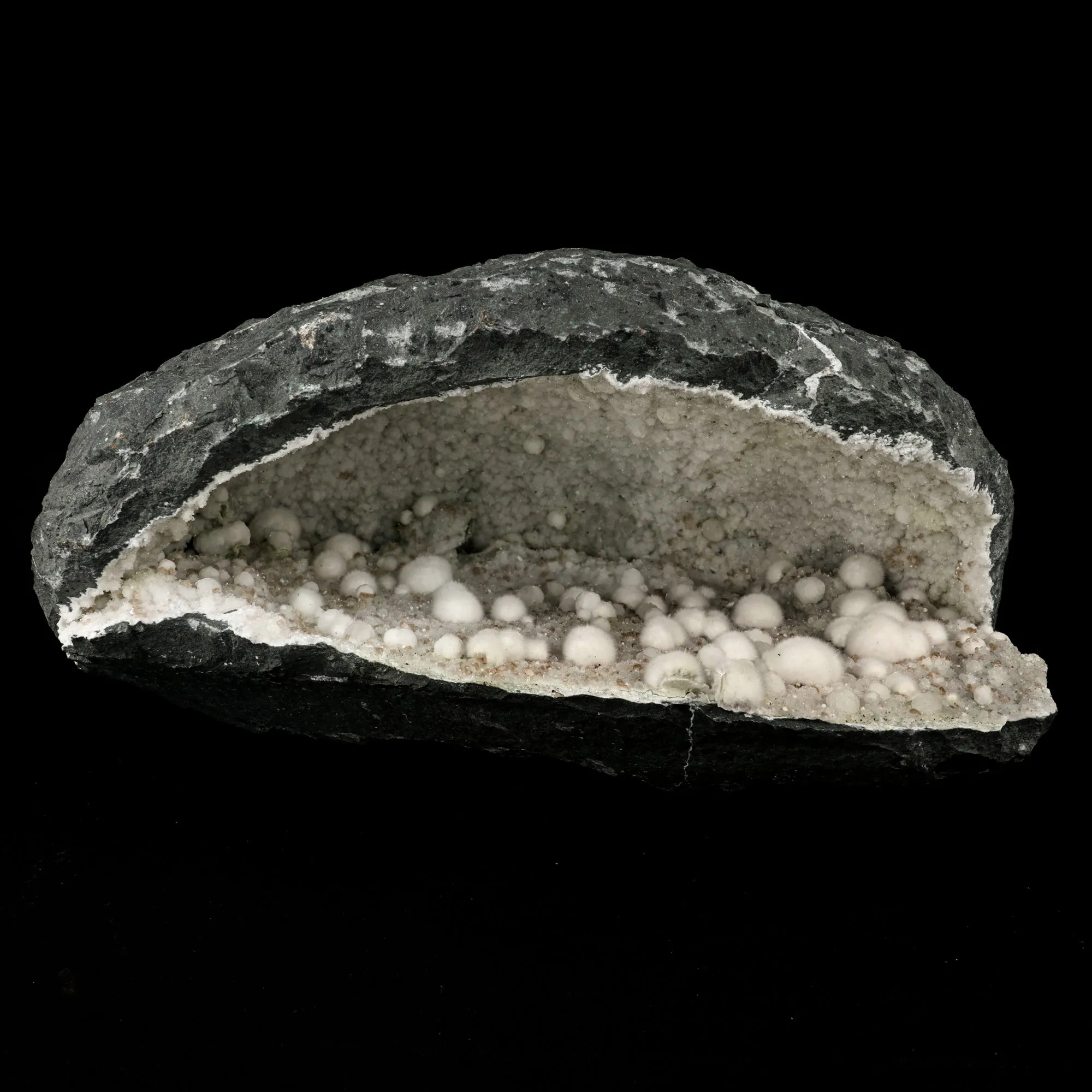 Okenite Big Puffballs Inside Chalcedony Geode Natural Mineral Specimen - image 1