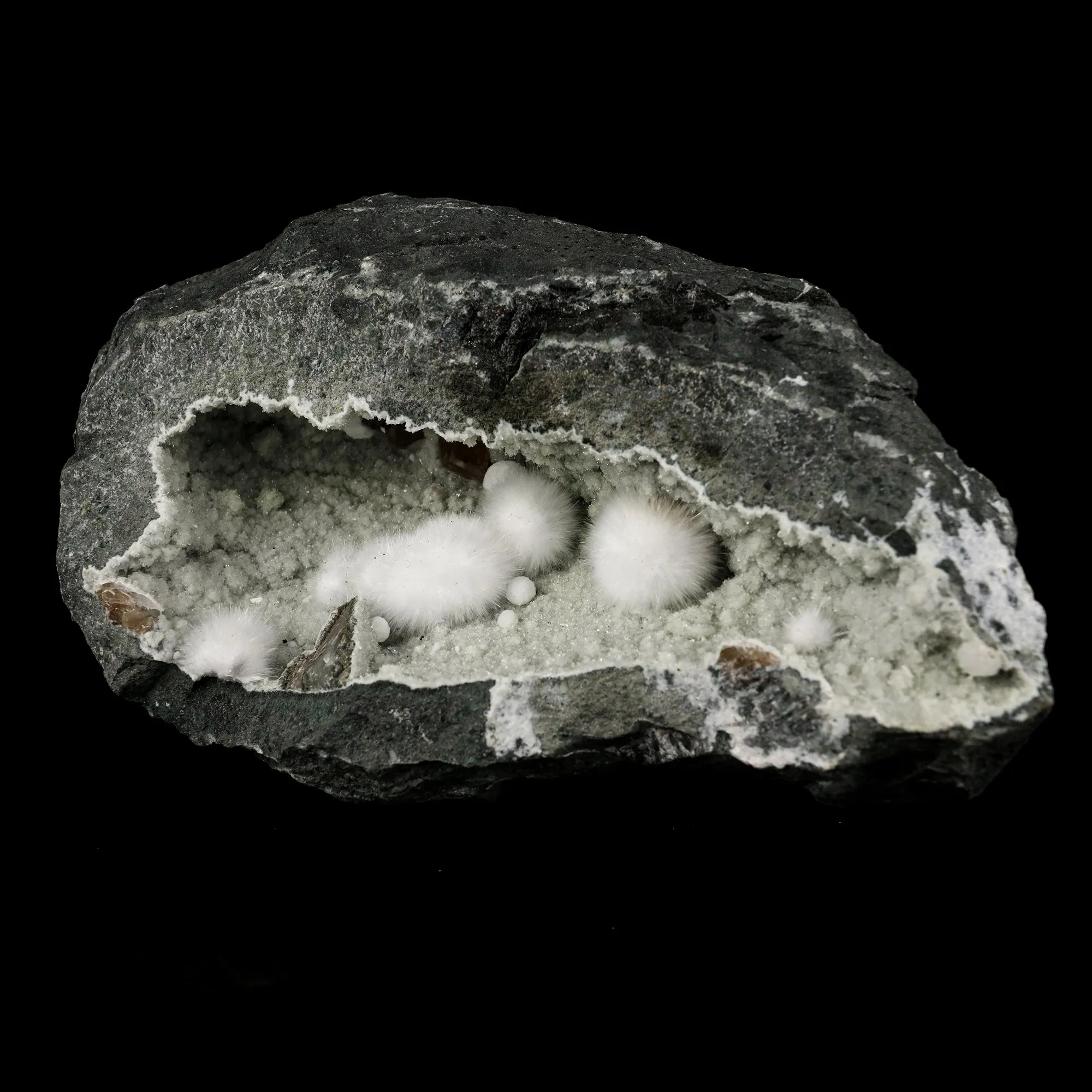 Okenite Big Puffballs Inside Chalcedony Geode Natural Mineral Specimen - image 2