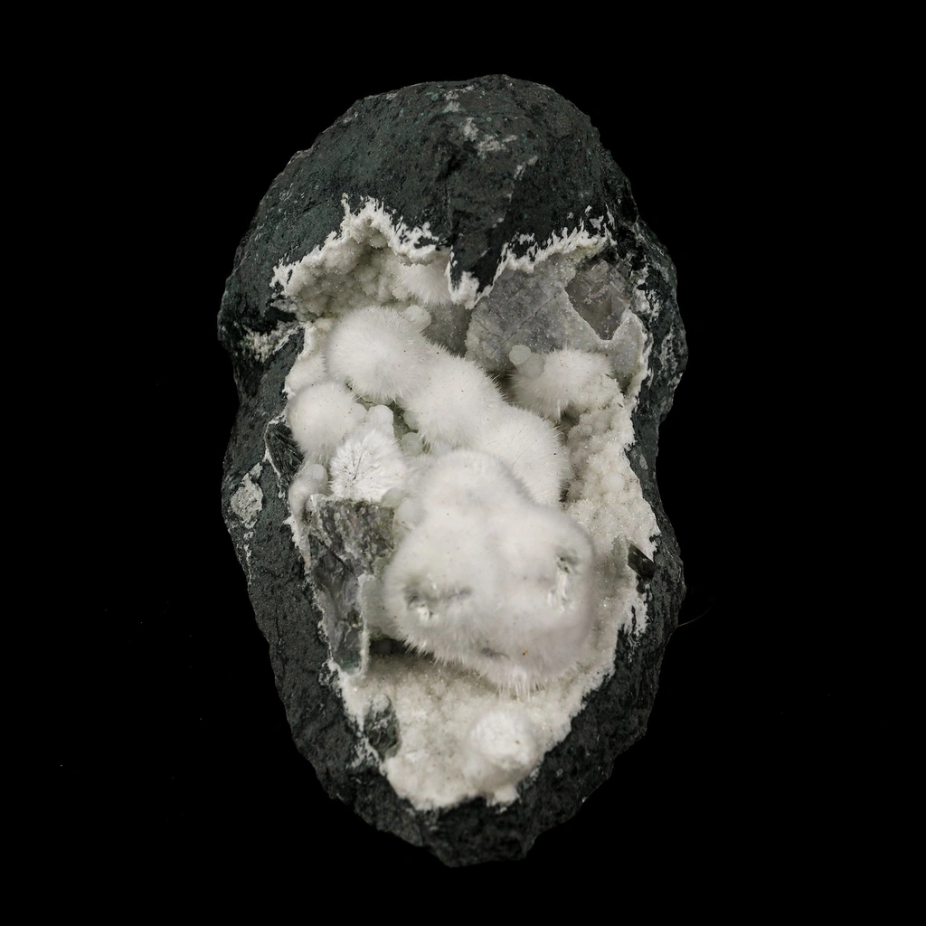 Okenite Big Puffballs Inside Geode Natural Mineral Specimen - image 5