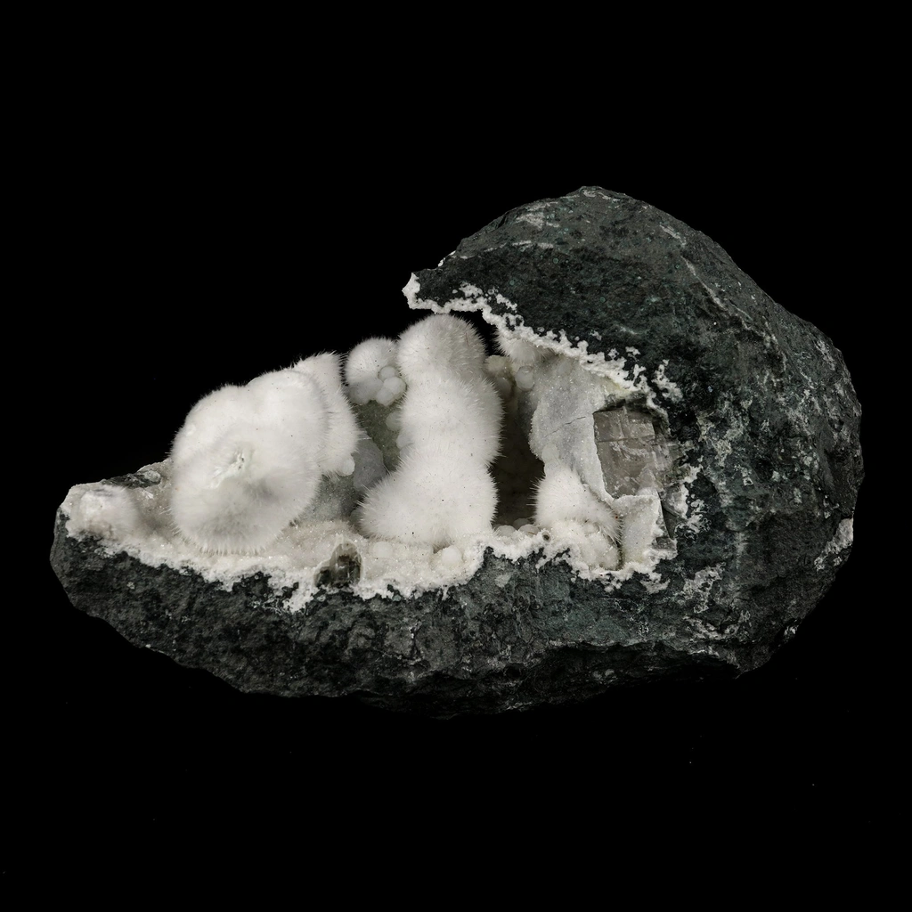 Okenite Big Puffballs Inside Geode Natural Mineral Specimen image