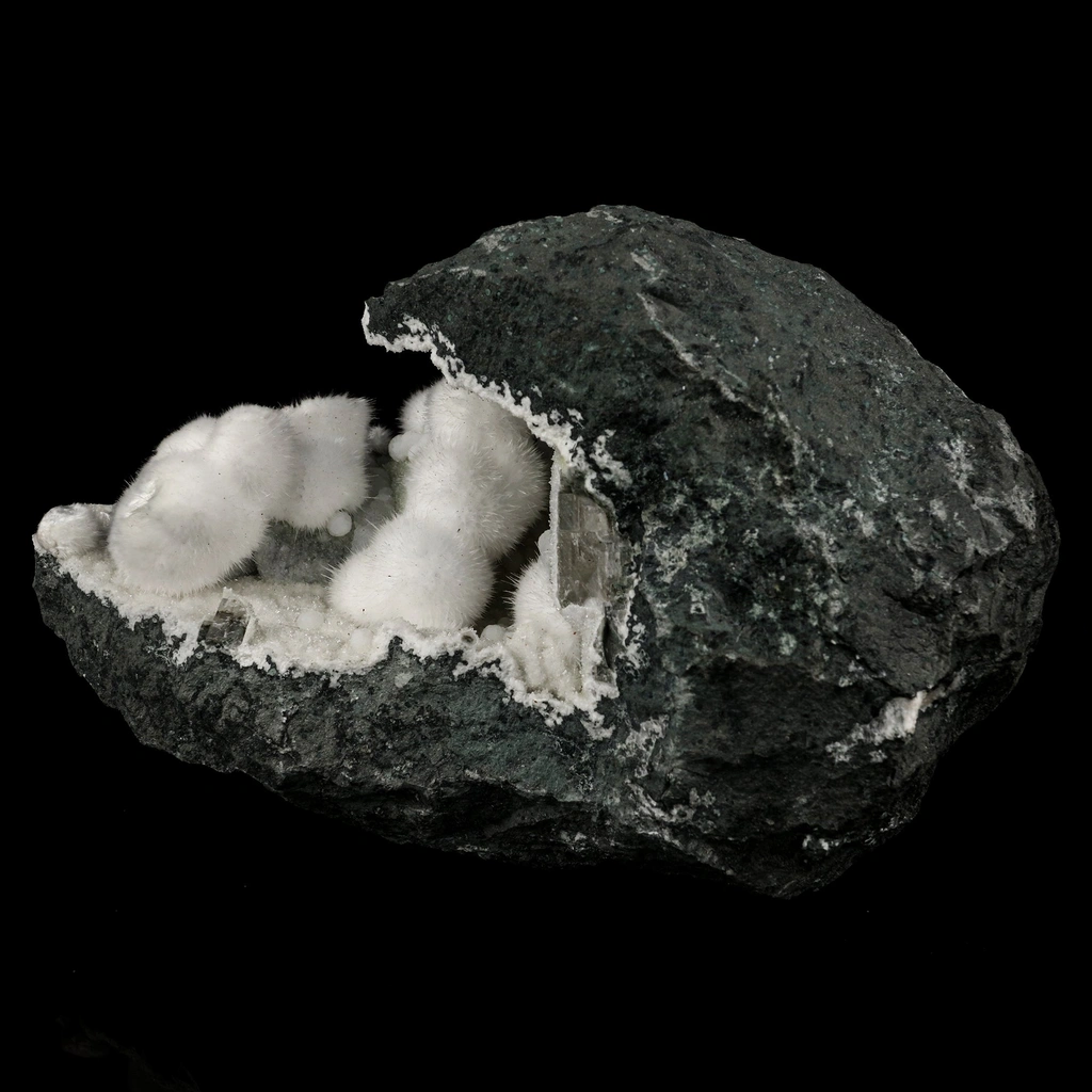 Okenite Big Puffballs Inside Geode Natural Mineral Specimen - image 3