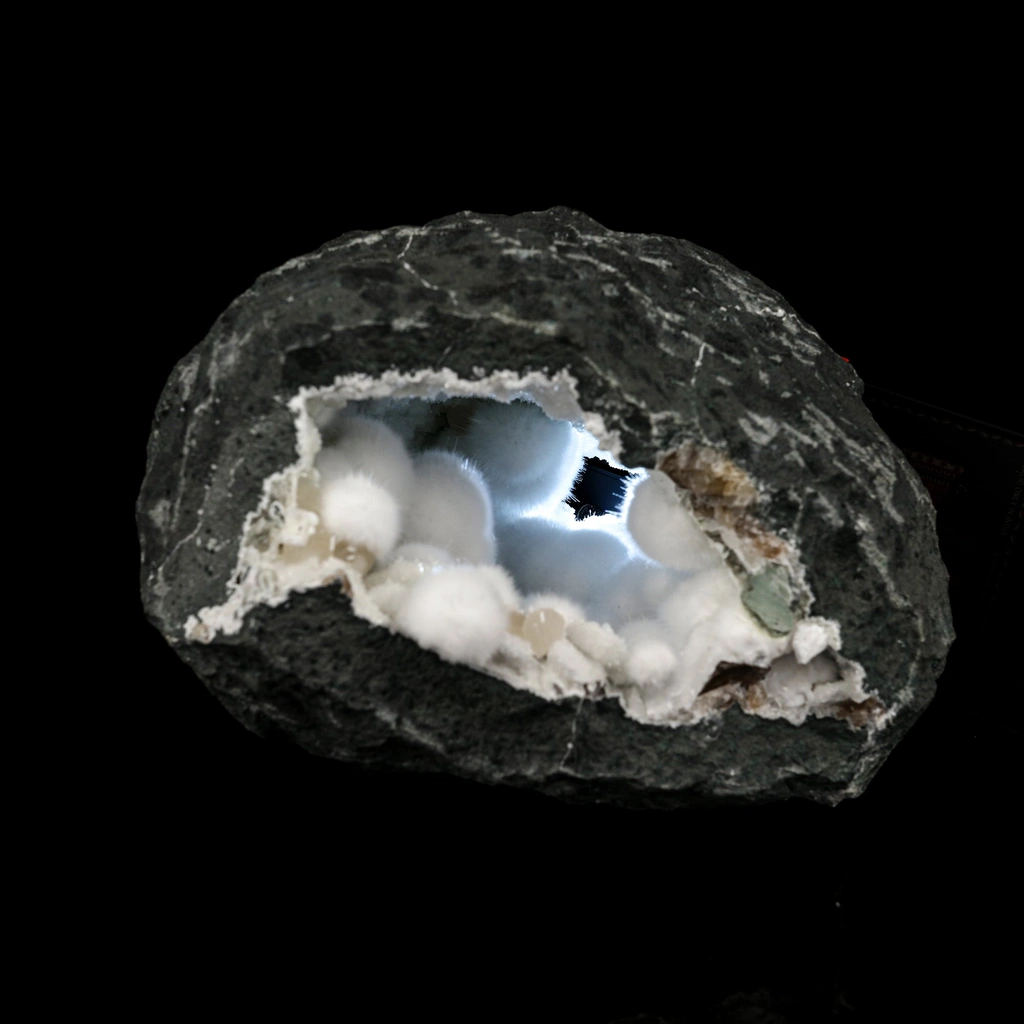 Okenite Big Puffballs Inside Geode Natural Mineral Specimen - image 2