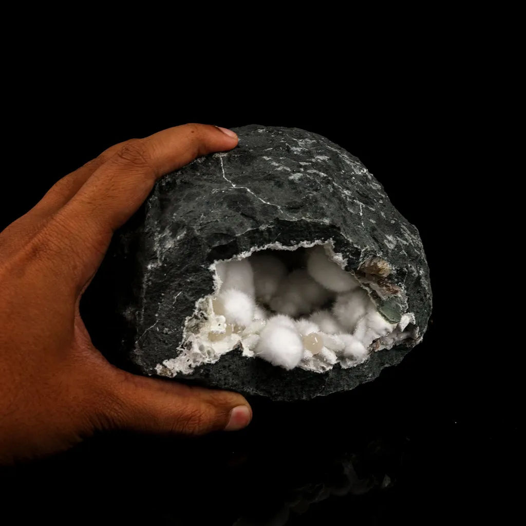 Okenite Big Puffballs Inside Geode Natural Mineral Specimen - image 5