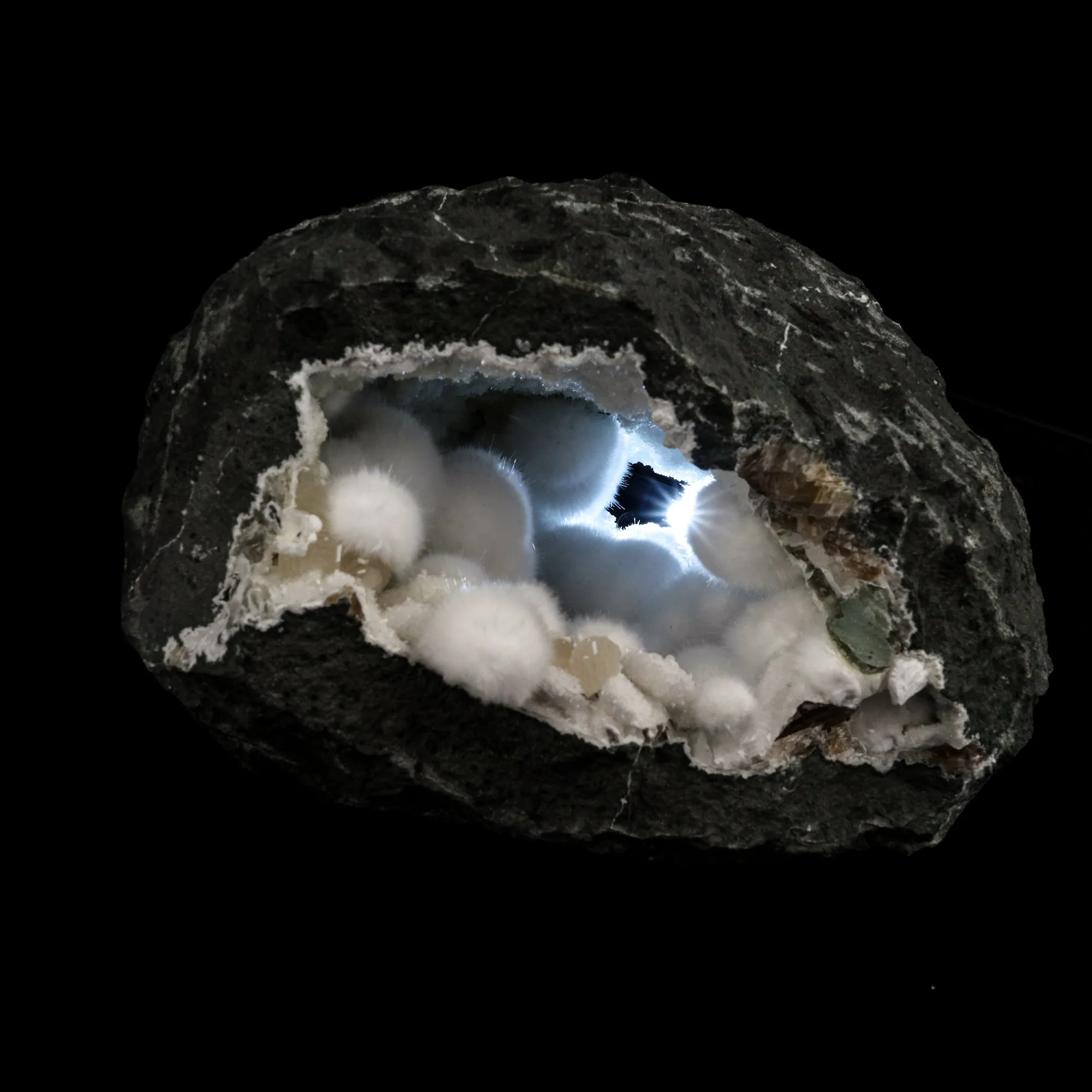 Okenite Big Puffballs Inside Geode Natural Mineral Specimen - image 1