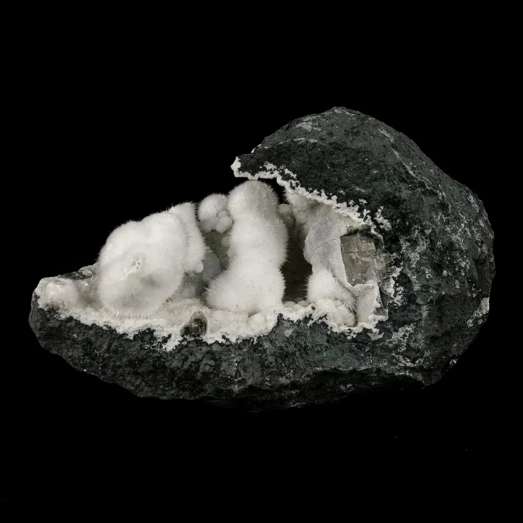 Okenite Big Puffballs Inside Geode Natural Mineral Specimen image